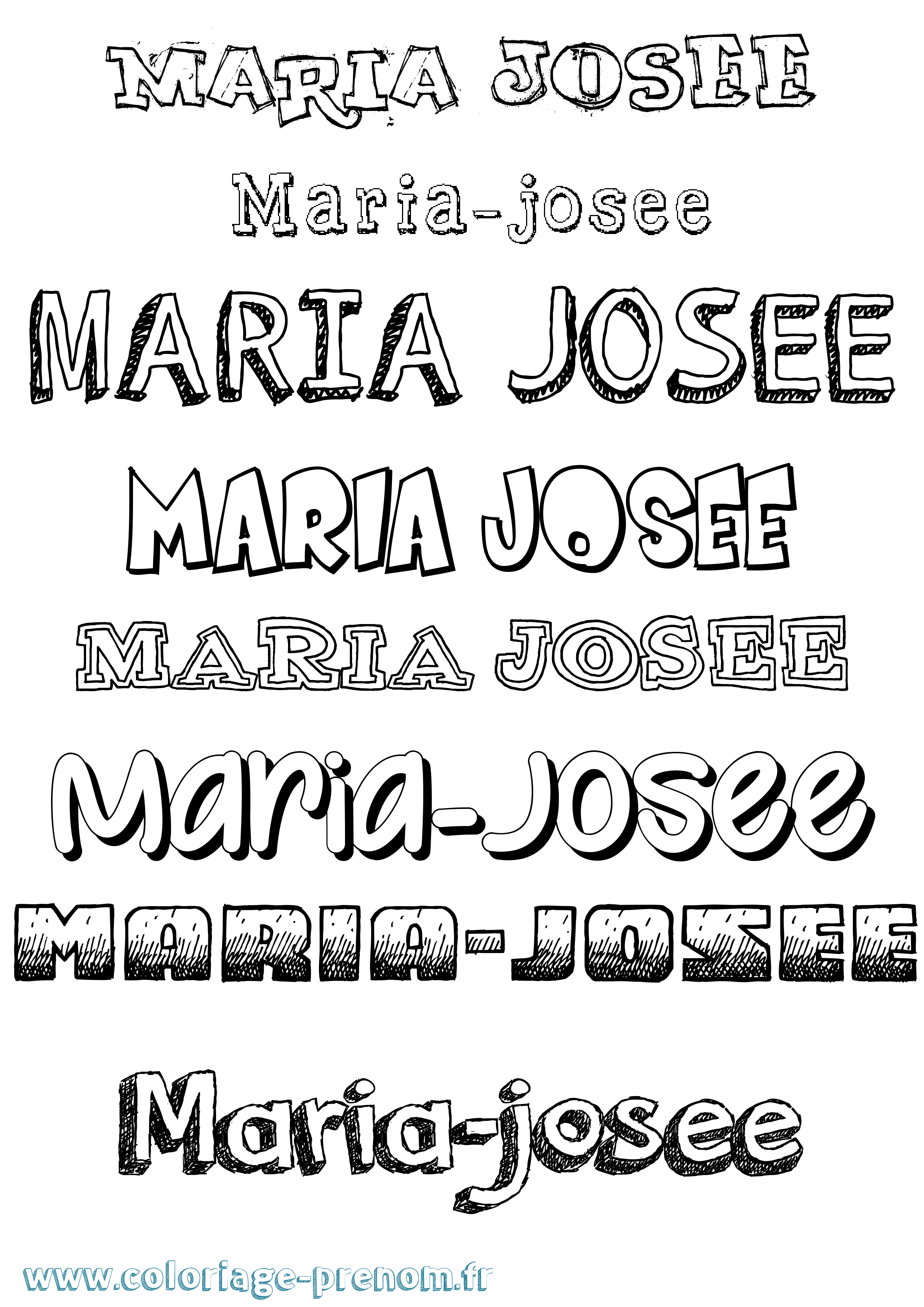 Coloriage Maria-Josee Dessiné Coloriage prénom Maria-Josee Dessiné