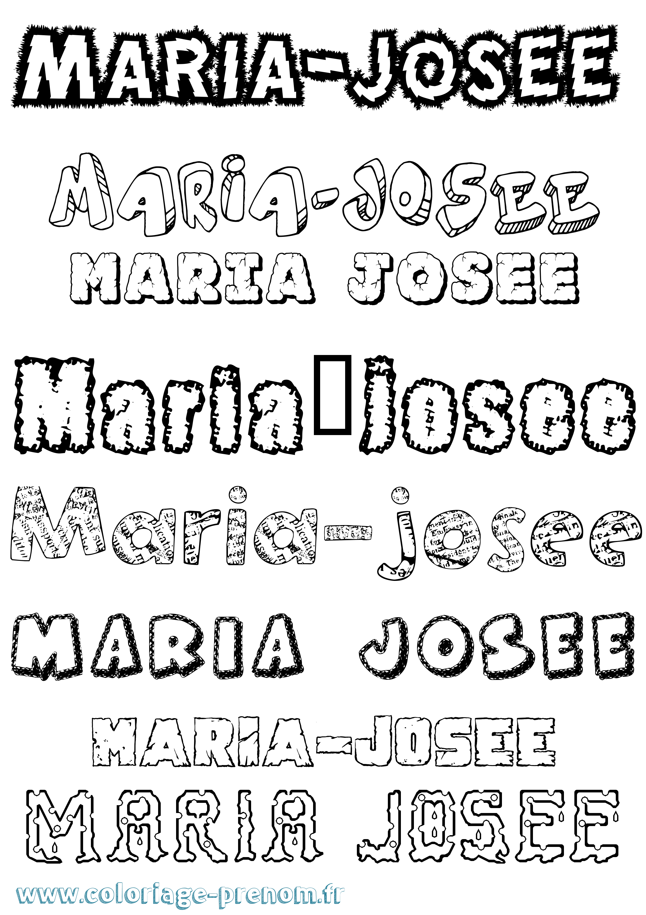 Coloriage Maria-Josee Destructuré Coloriage prénom Maria-Josee Destructuré