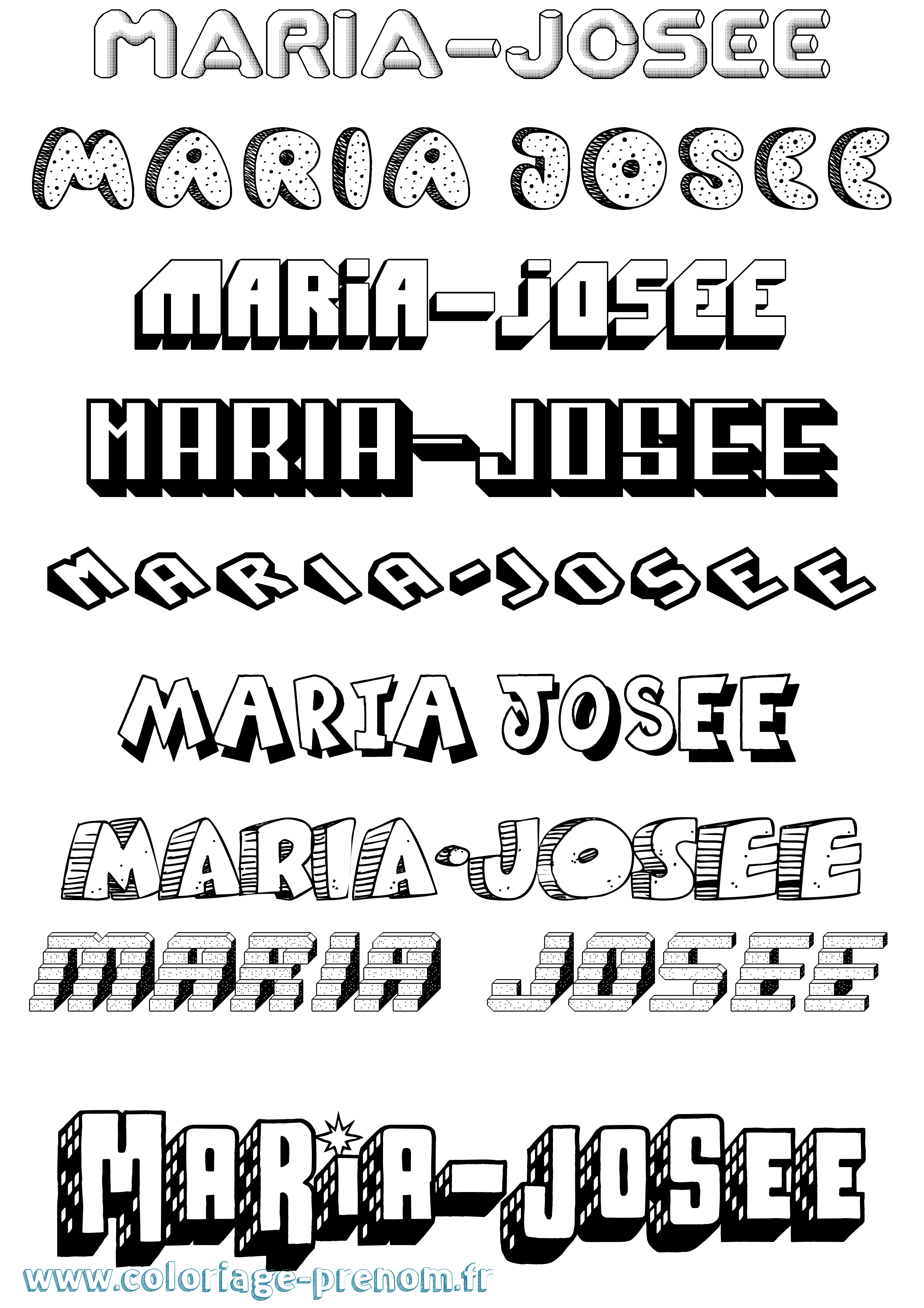 Coloriage Maria-Josee Effet 3D Coloriage prénom Maria-Josee Effet 3D