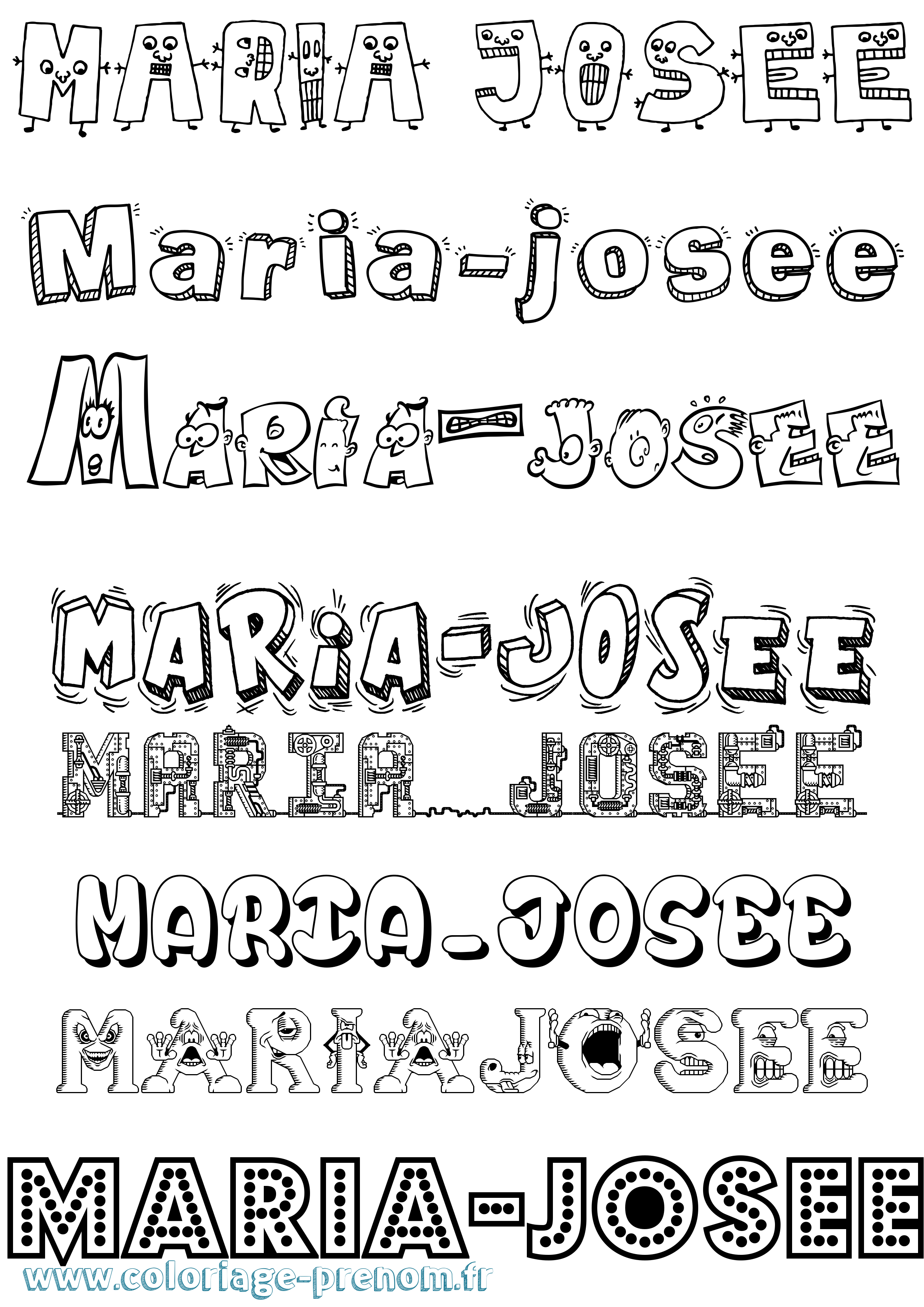 Coloriage Maria-Josee Fun Coloriage prénom Maria-Josee Fun