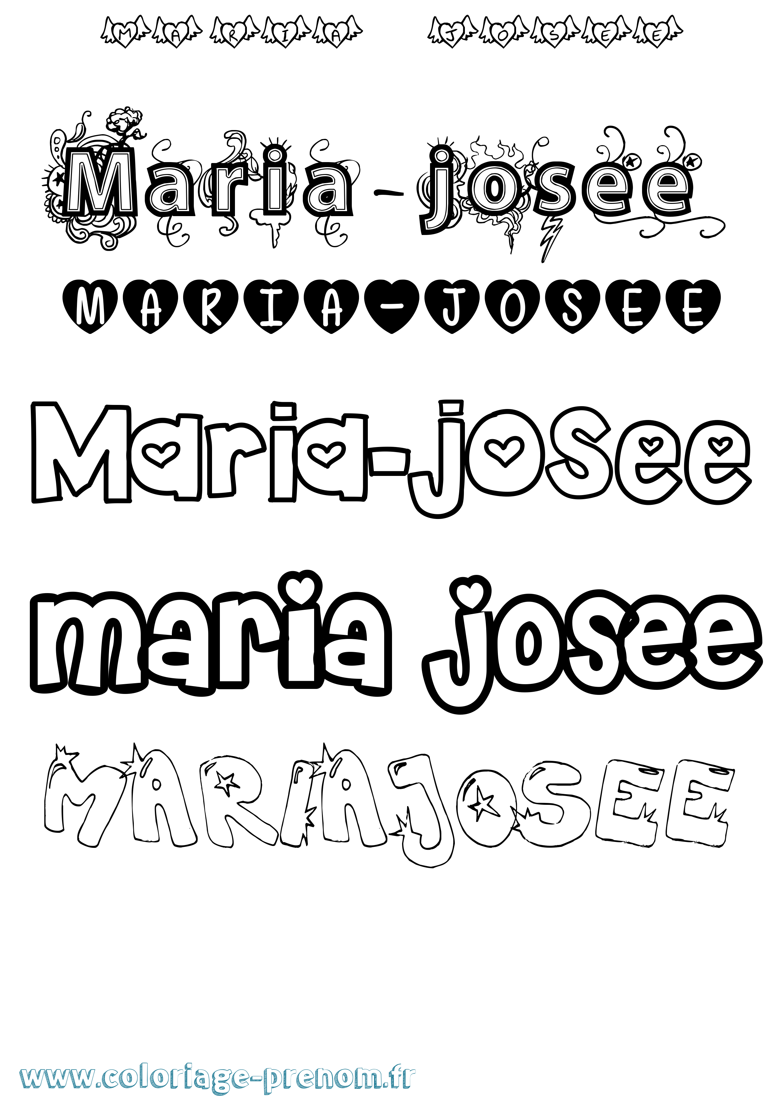 Coloriage Maria-Josee Girly Coloriage prénom Maria-Josee Girly