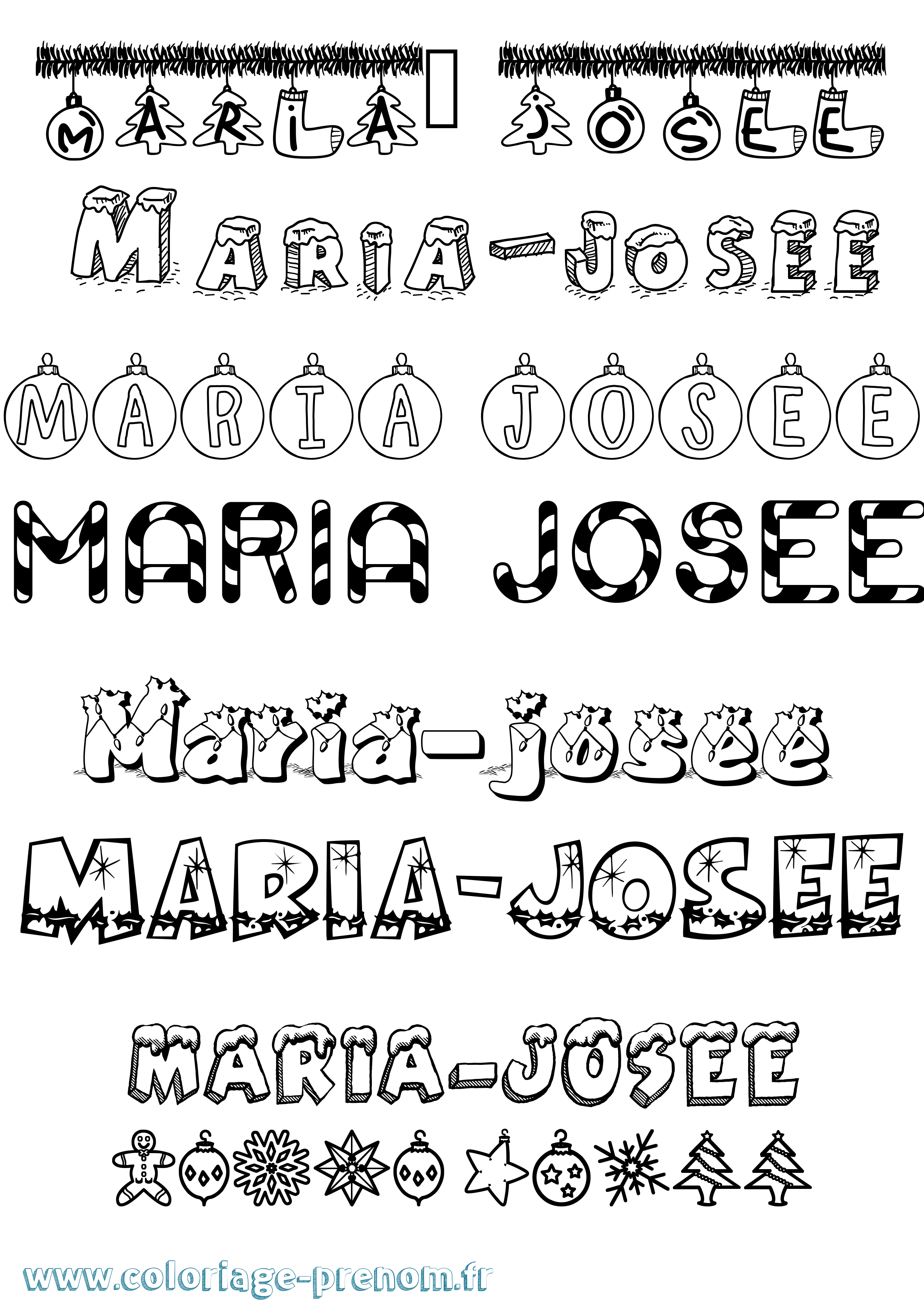 Coloriage Maria-Josee Noël Coloriage prénom Maria-Josee Noël