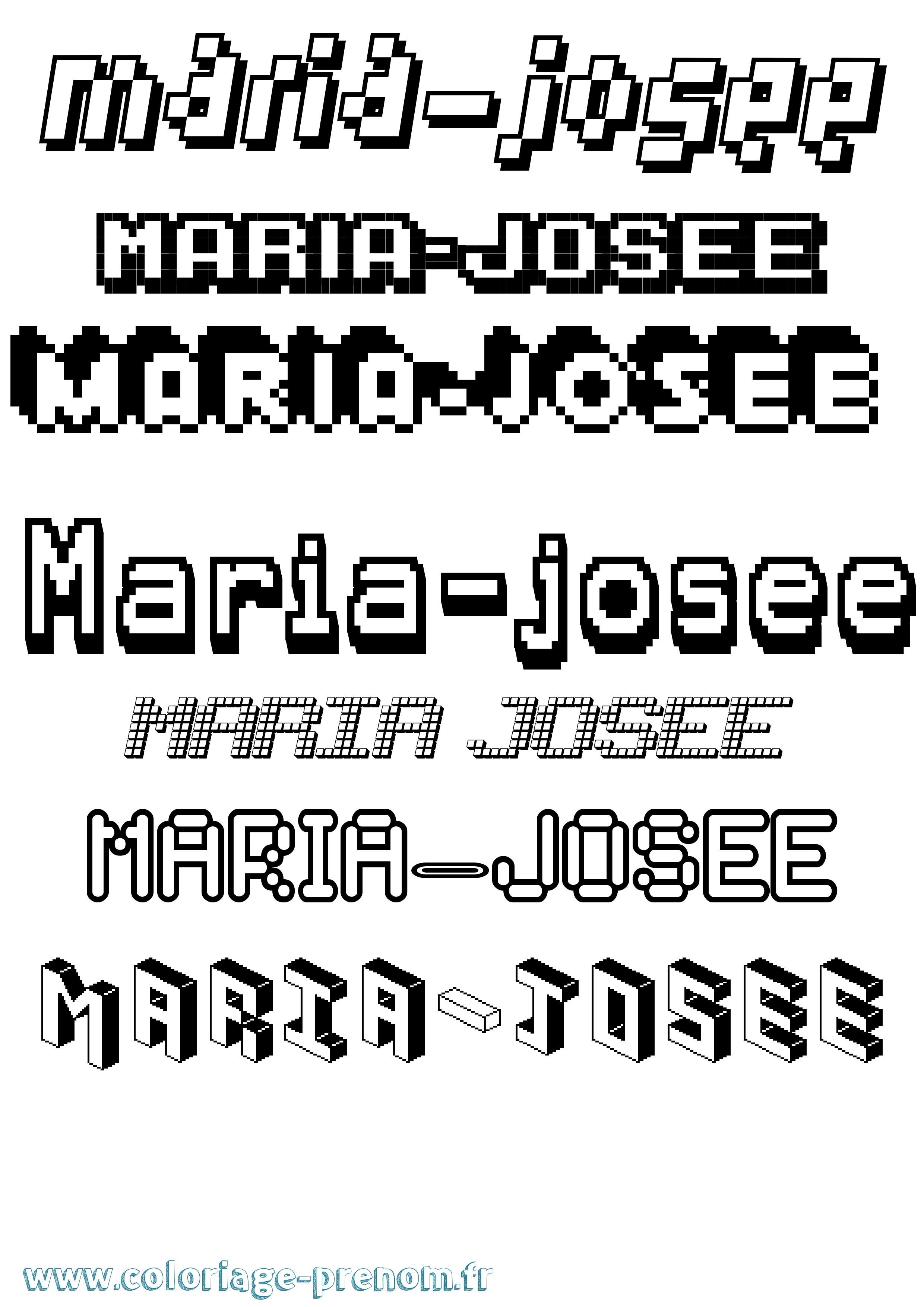 Coloriage Maria-Josee Pixel Coloriage prénom Maria-Josee Pixel