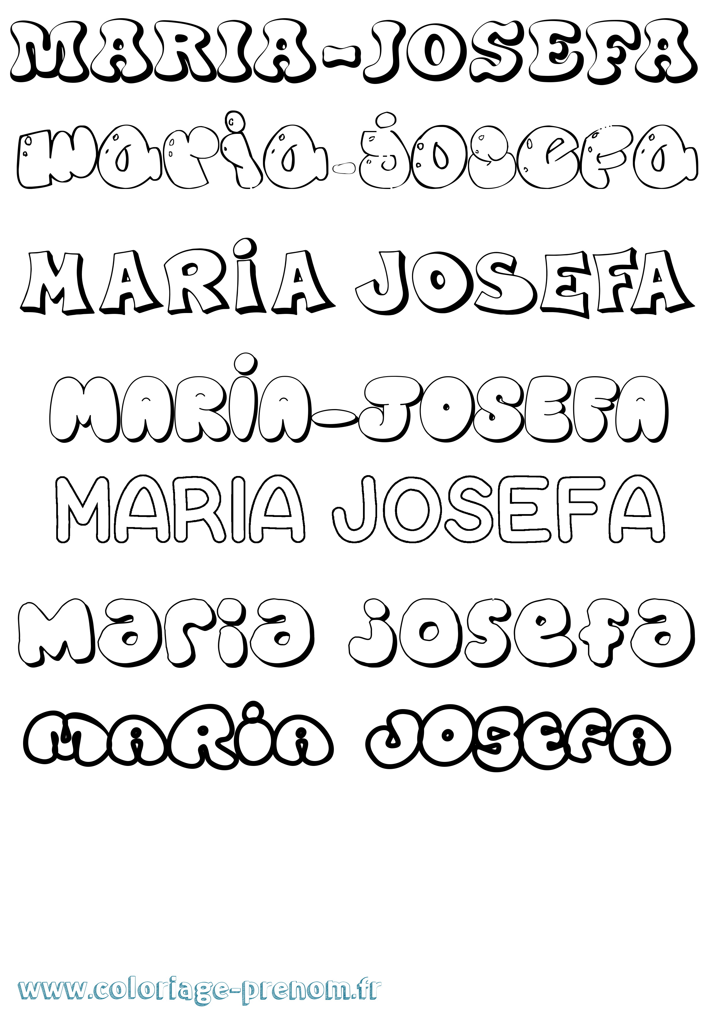Coloriage Maria-Josefa Bubble Coloriage prénom Maria-Josefa Bubble
