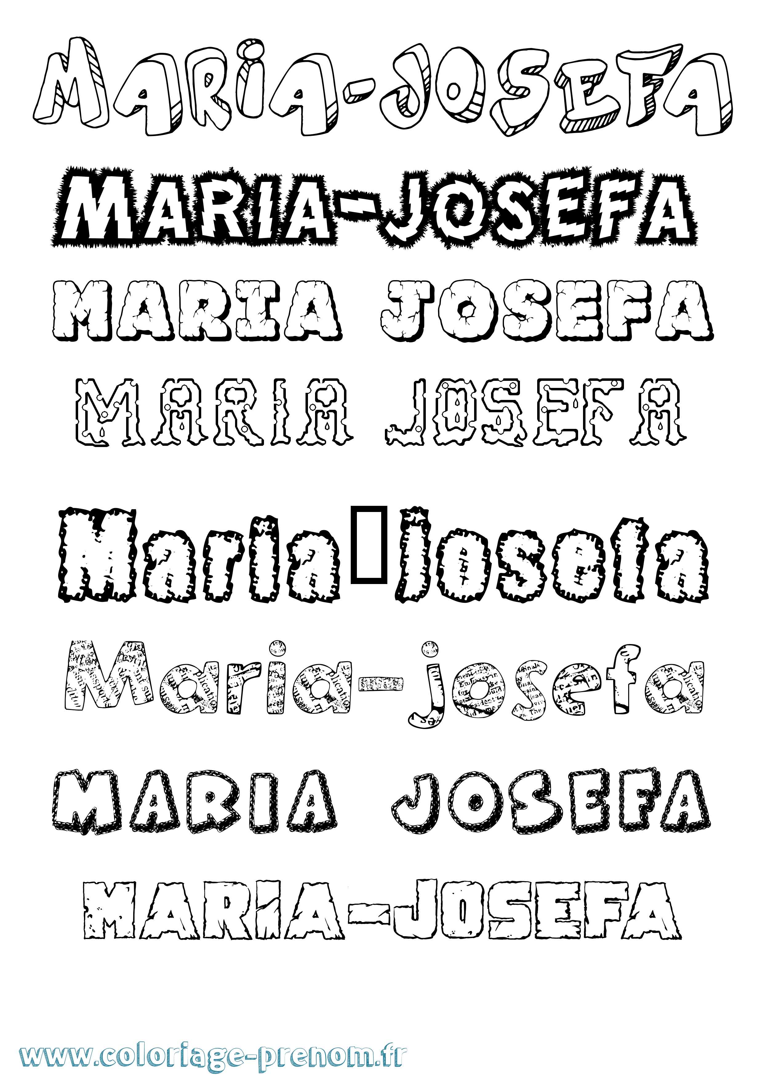 Coloriage Maria-Josefa Destructuré Coloriage prénom Maria-Josefa Destructuré