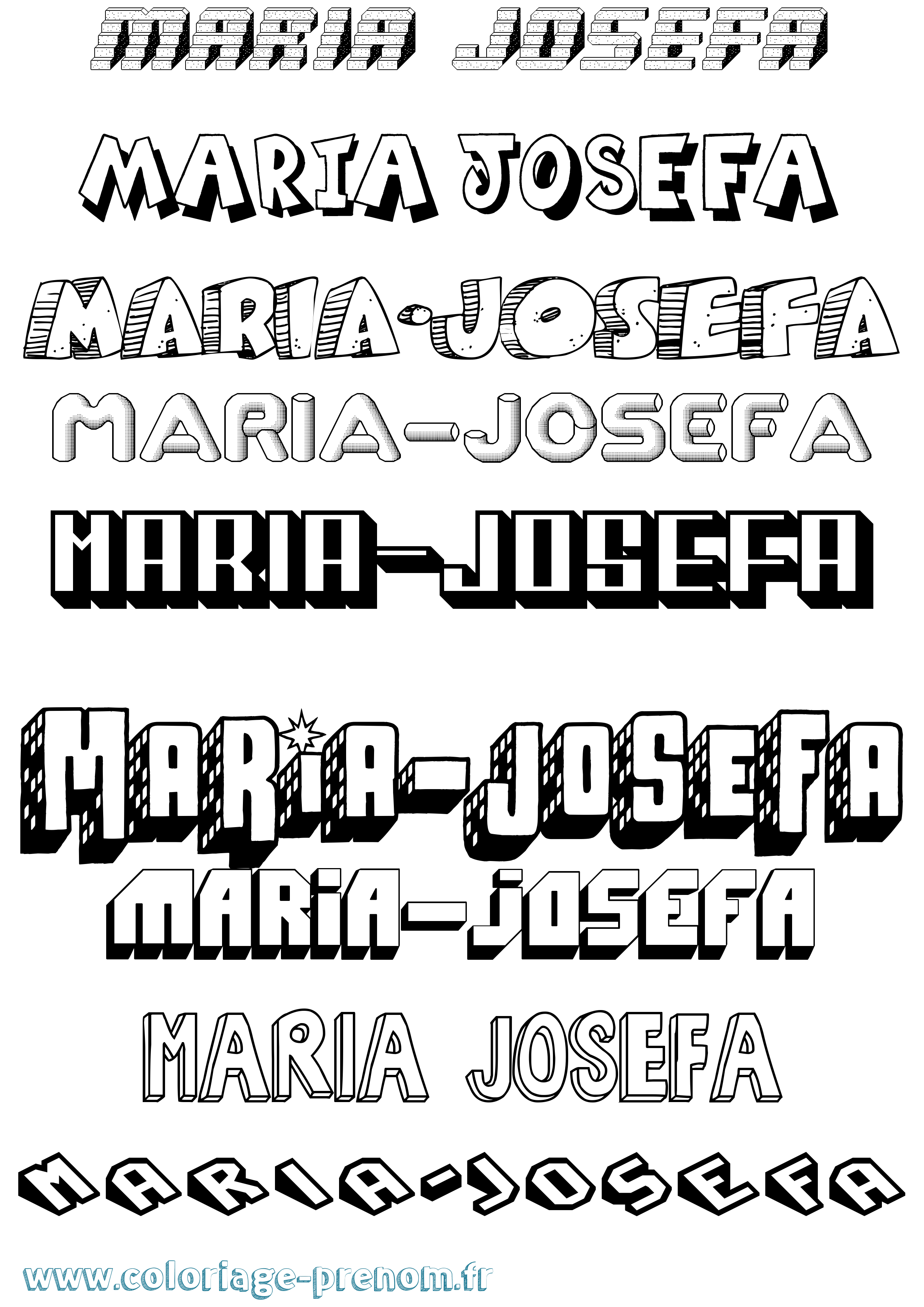 Coloriage Maria-Josefa Effet 3D Coloriage prénom Maria-Josefa Effet 3D