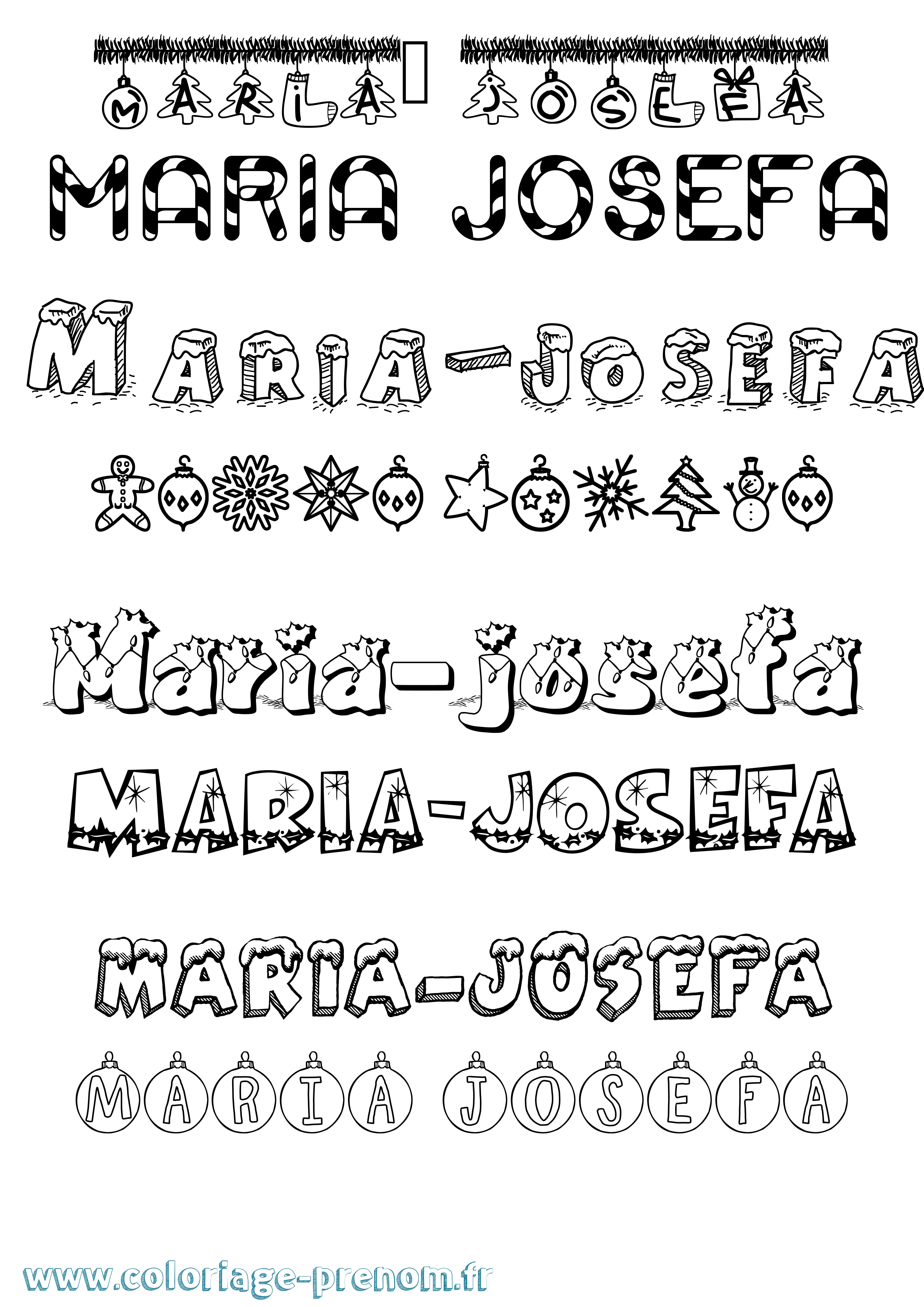 Coloriage Maria-Josefa Noël Coloriage prénom Maria-Josefa Noël