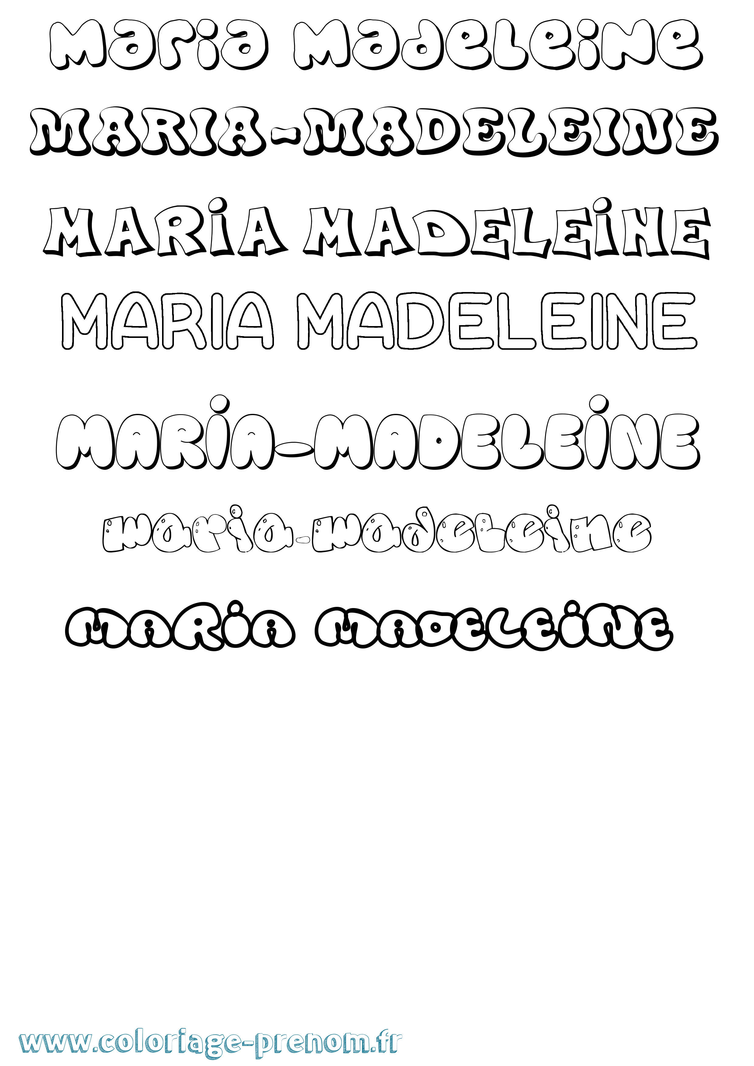 Coloriage Maria-Madeleine Bubble Coloriage prénom Maria-Madeleine Bubble