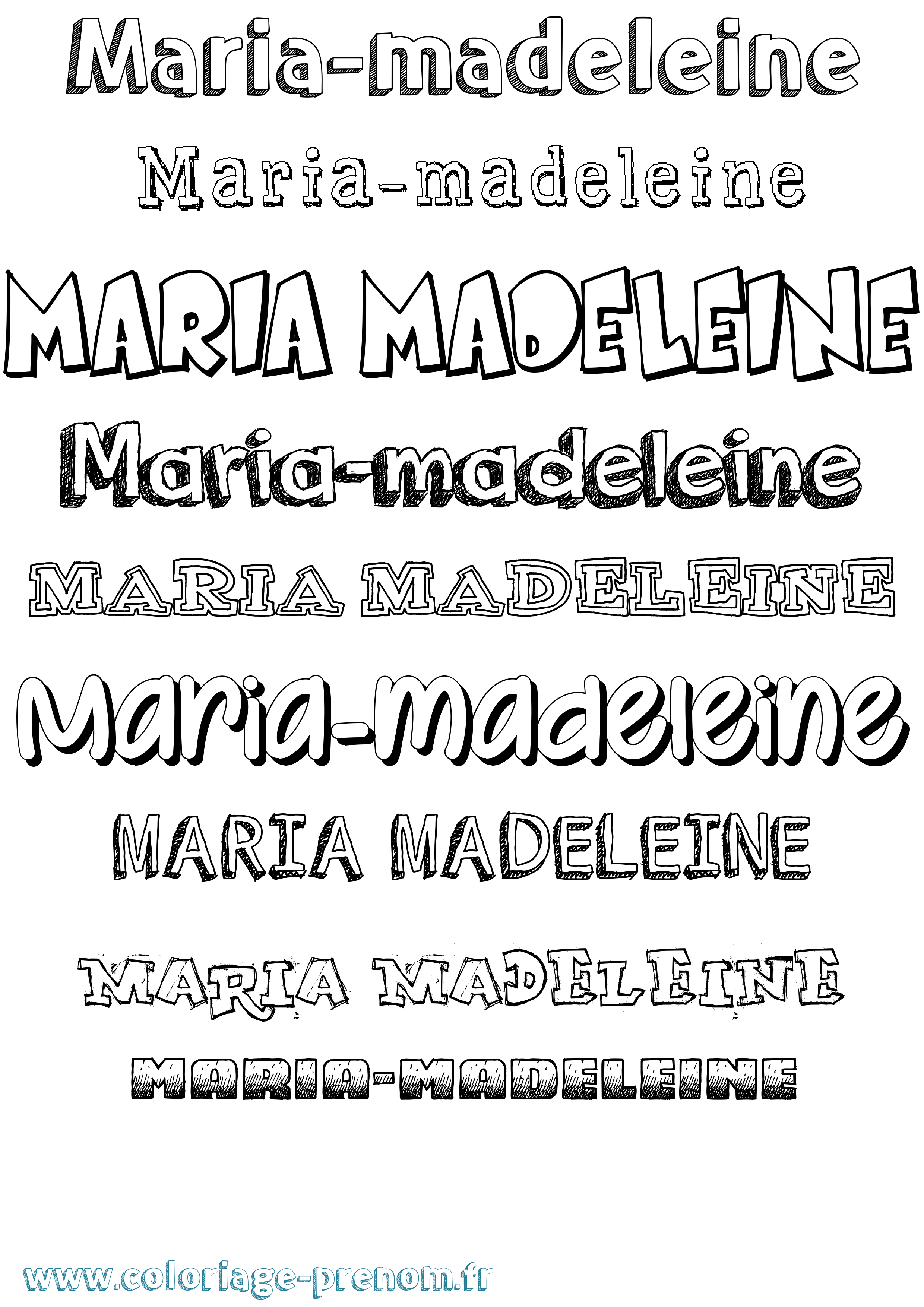 Coloriage Maria-Madeleine Dessiné Coloriage prénom Maria-Madeleine Dessiné