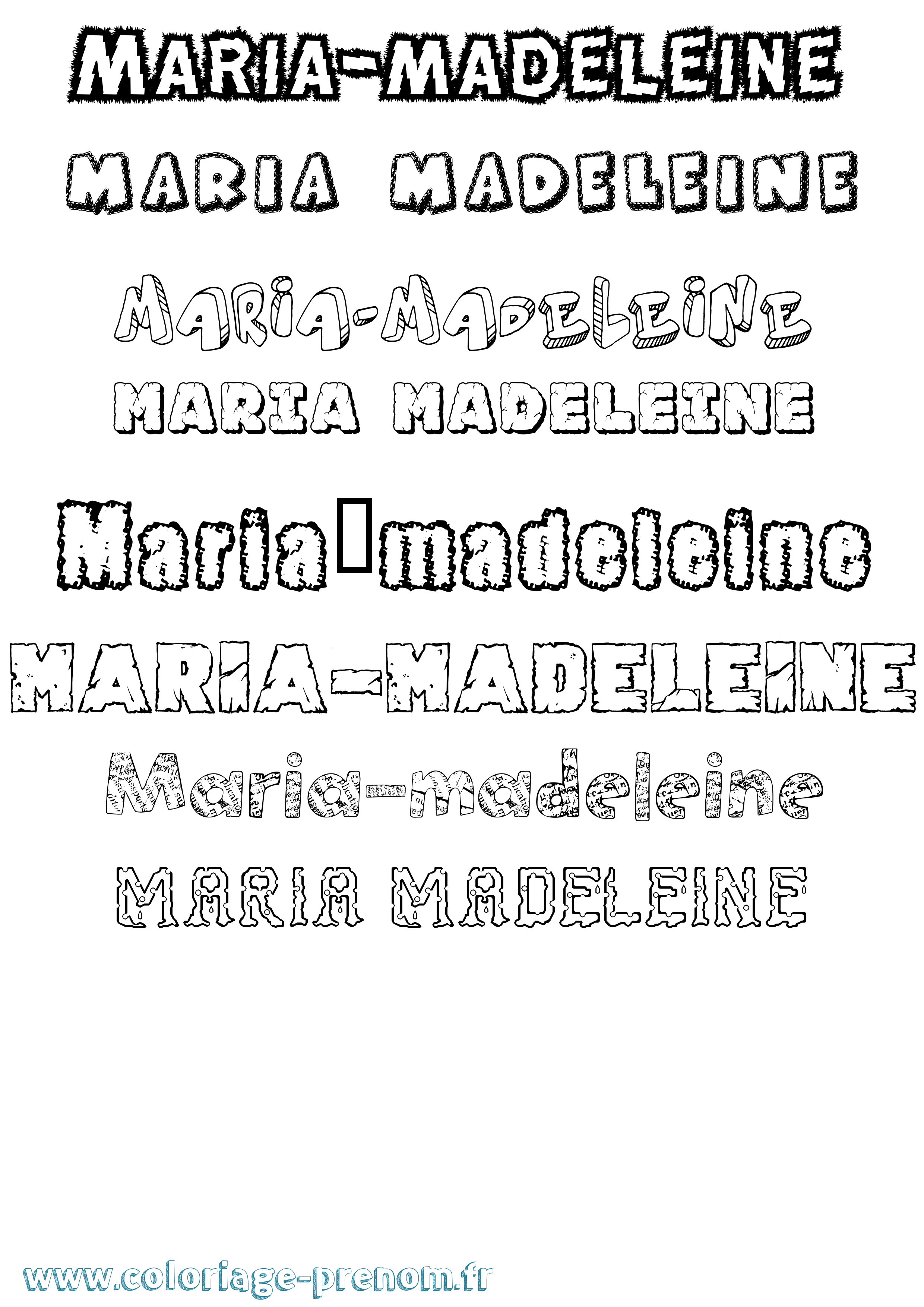 Coloriage Maria-Madeleine Destructuré Coloriage prénom Maria-Madeleine Destructuré