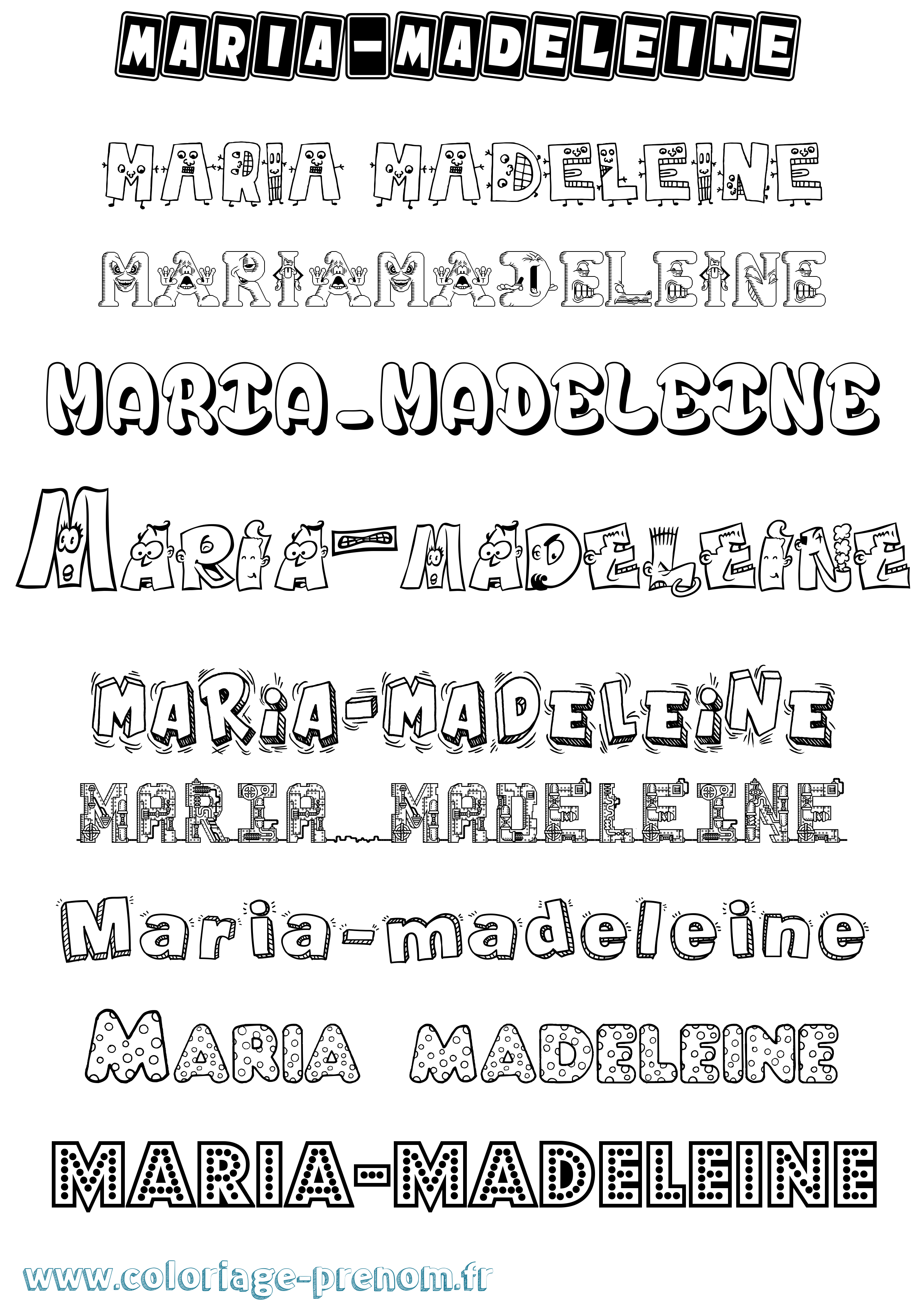 Coloriage Maria-Madeleine Fun Coloriage prénom Maria-Madeleine Fun