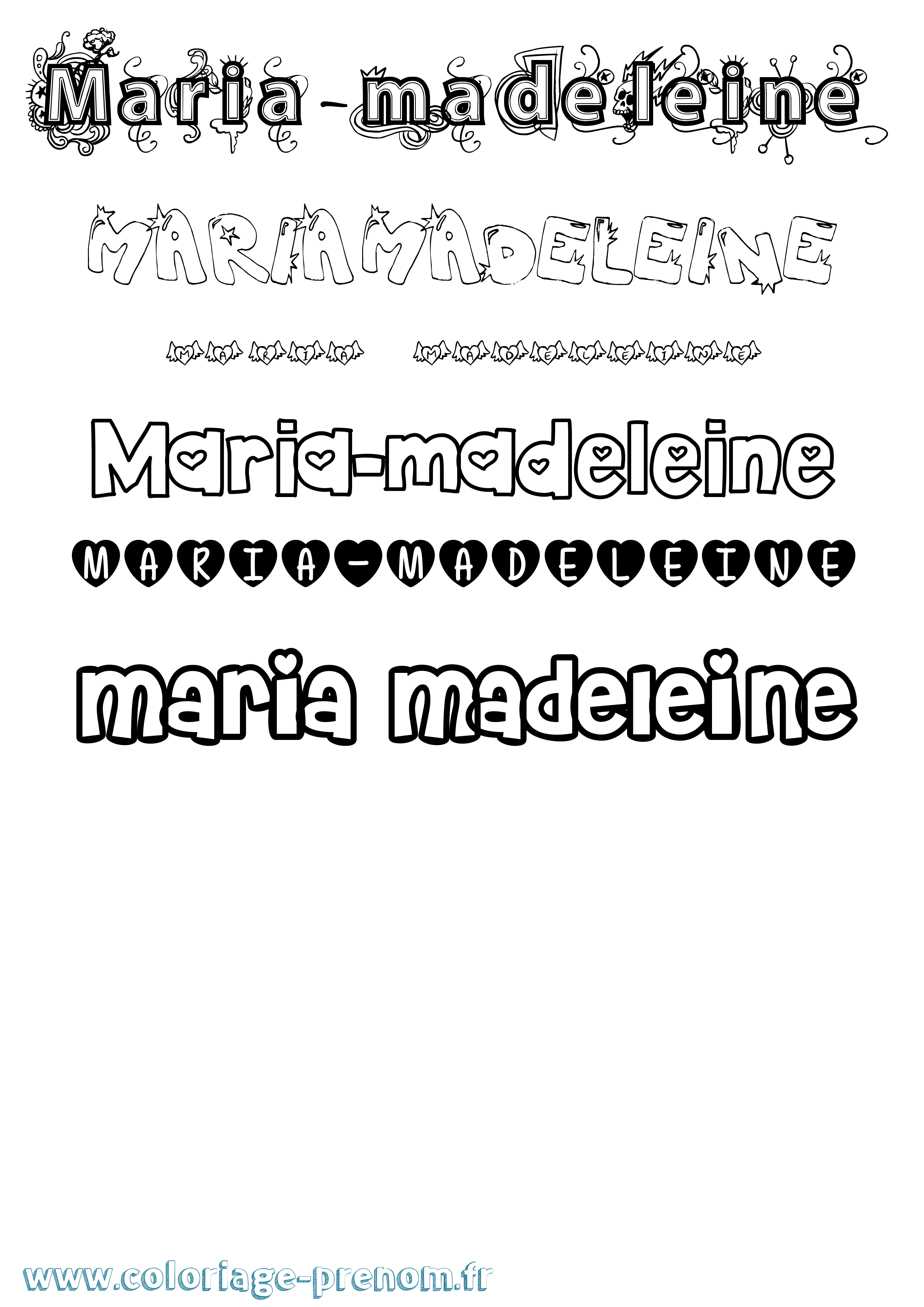 Coloriage Maria-Madeleine Girly Coloriage prénom Maria-Madeleine Girly