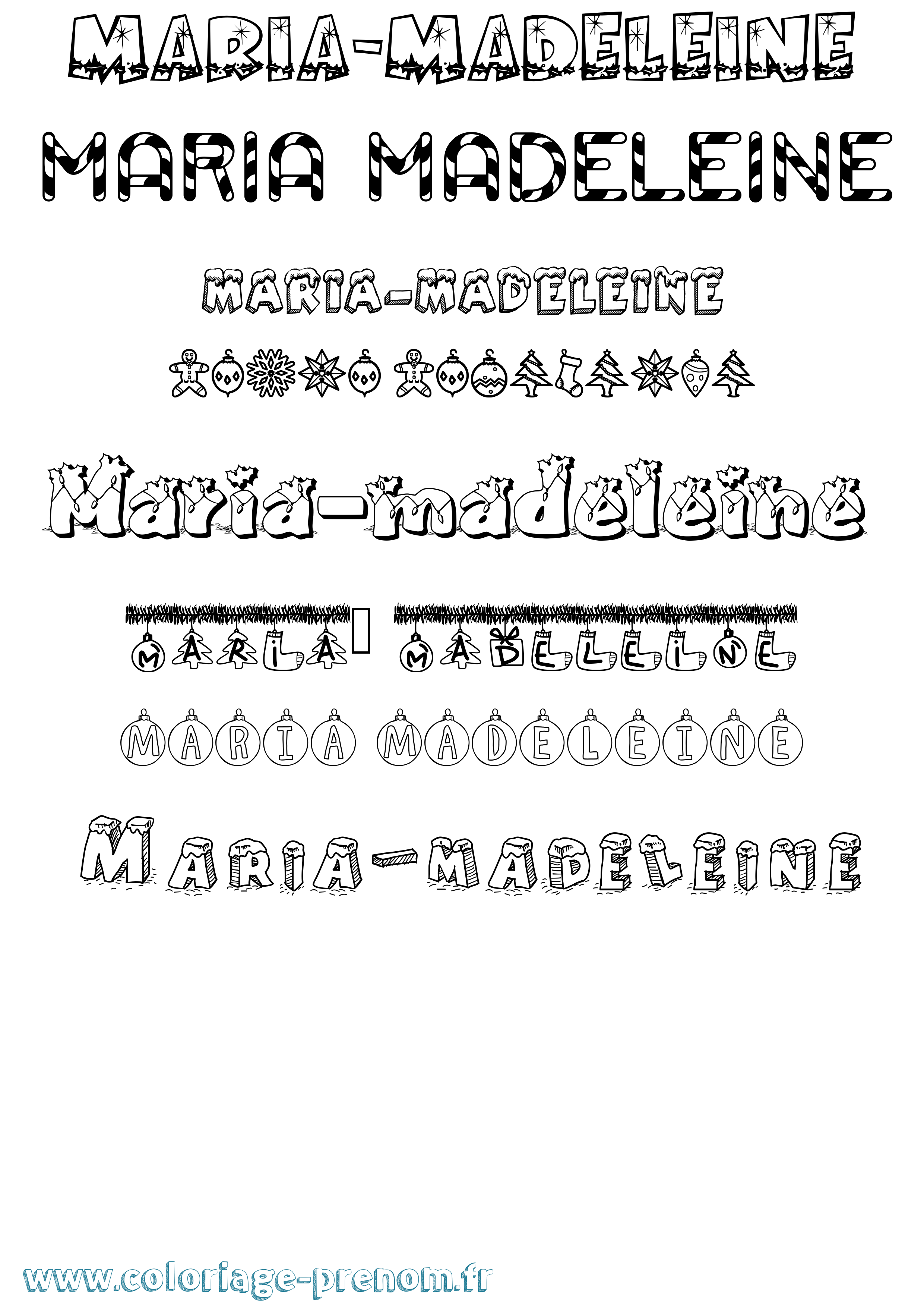 Coloriage Maria-Madeleine Noël Coloriage prénom Maria-Madeleine Noël