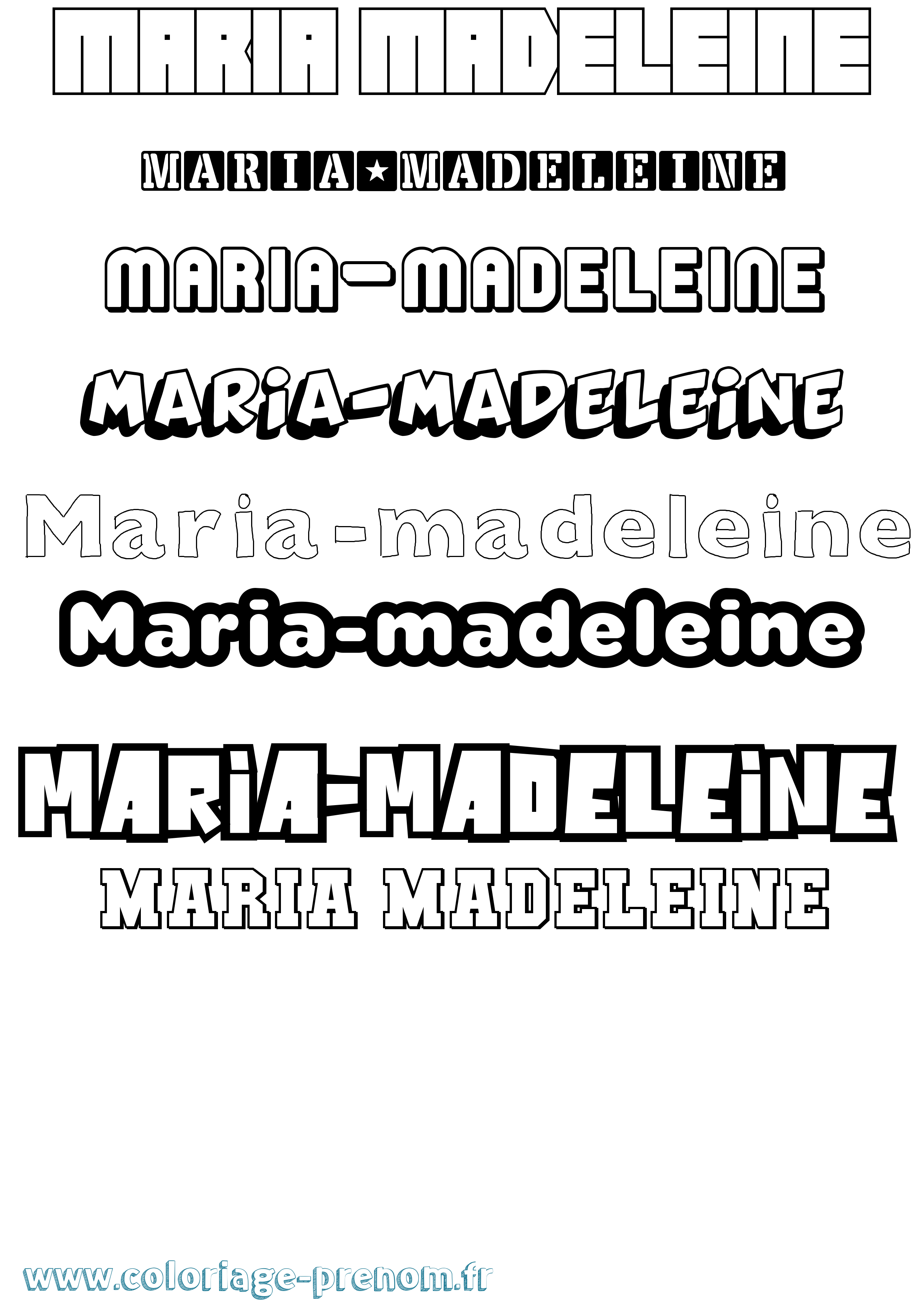 Coloriage Maria-Madeleine Simple Coloriage prénom Maria-Madeleine Simple