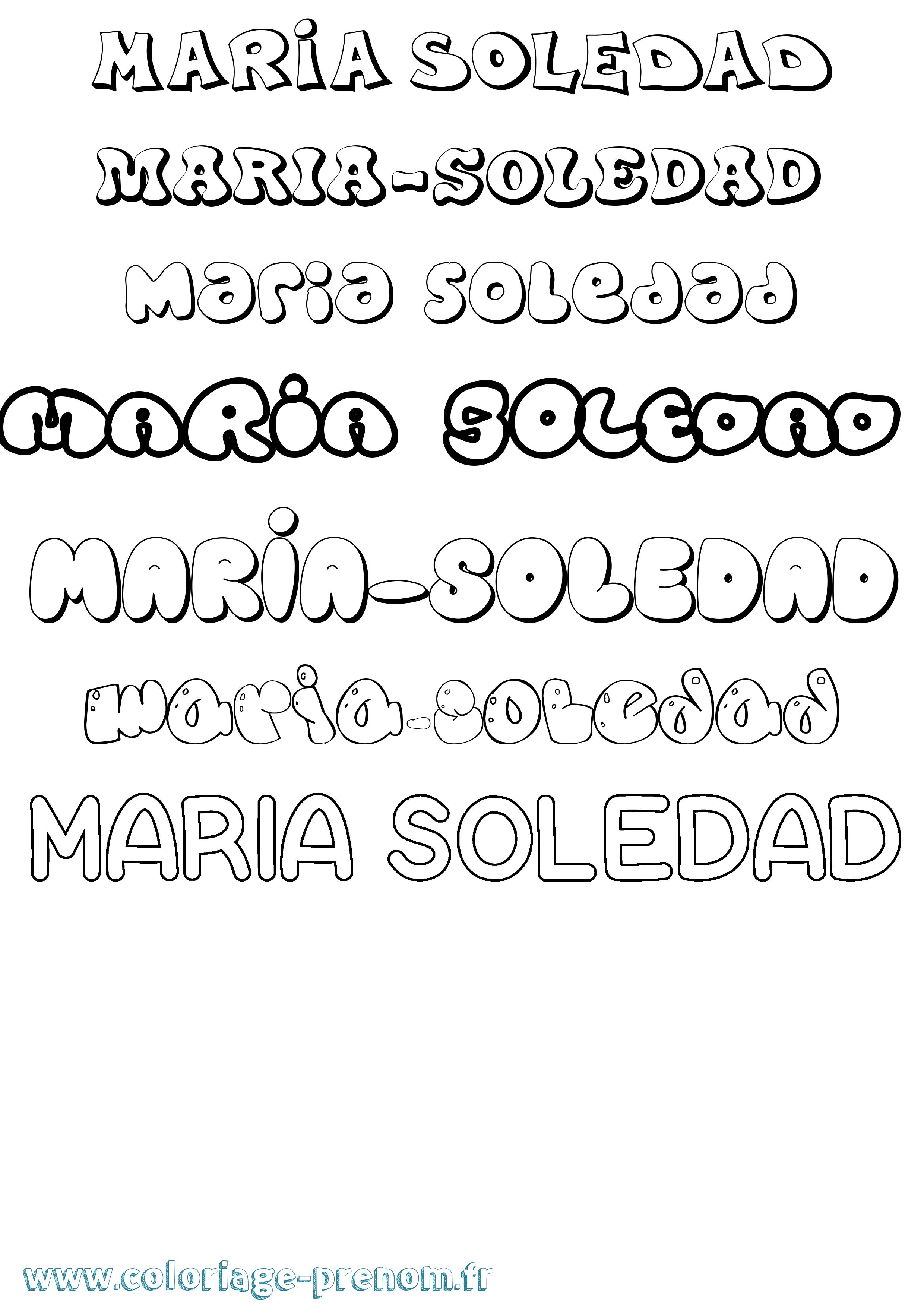 Coloriage Maria-Soledad Bubble Coloriage prénom Maria-Soledad Bubble