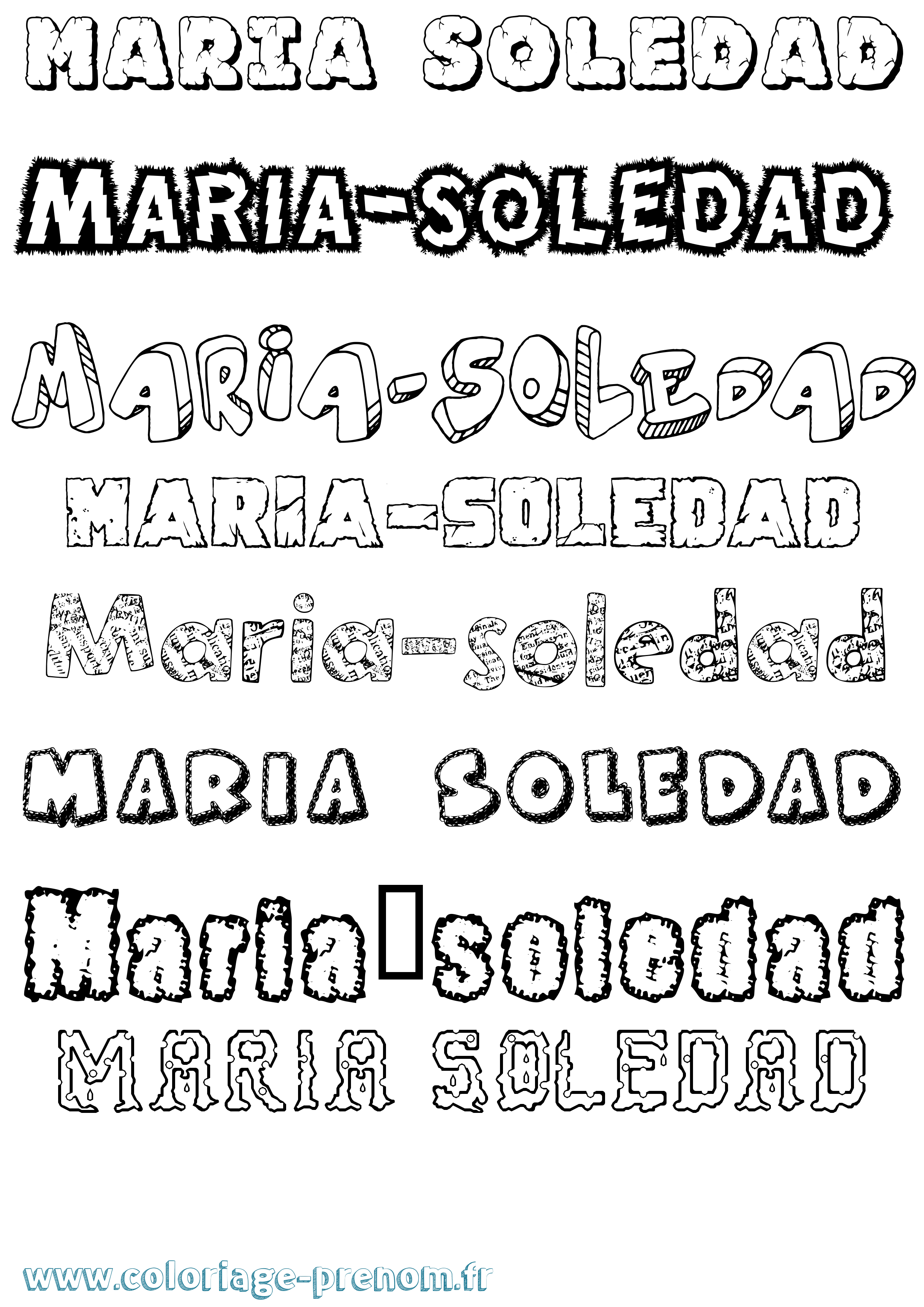 Coloriage Maria-Soledad Destructuré Coloriage prénom Maria-Soledad Destructuré