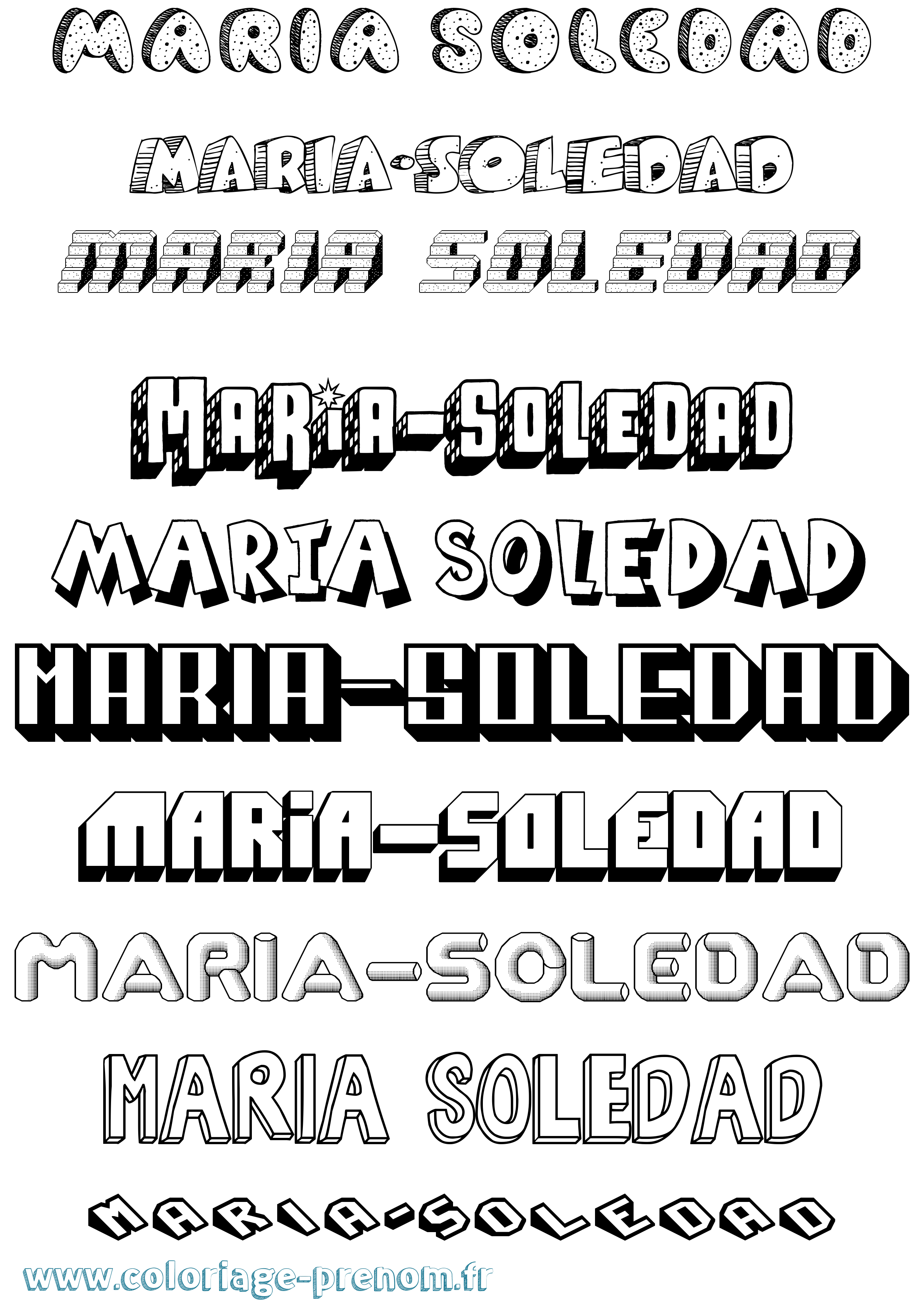 Coloriage Maria-Soledad Effet 3D Coloriage prénom Maria-Soledad Effet 3D