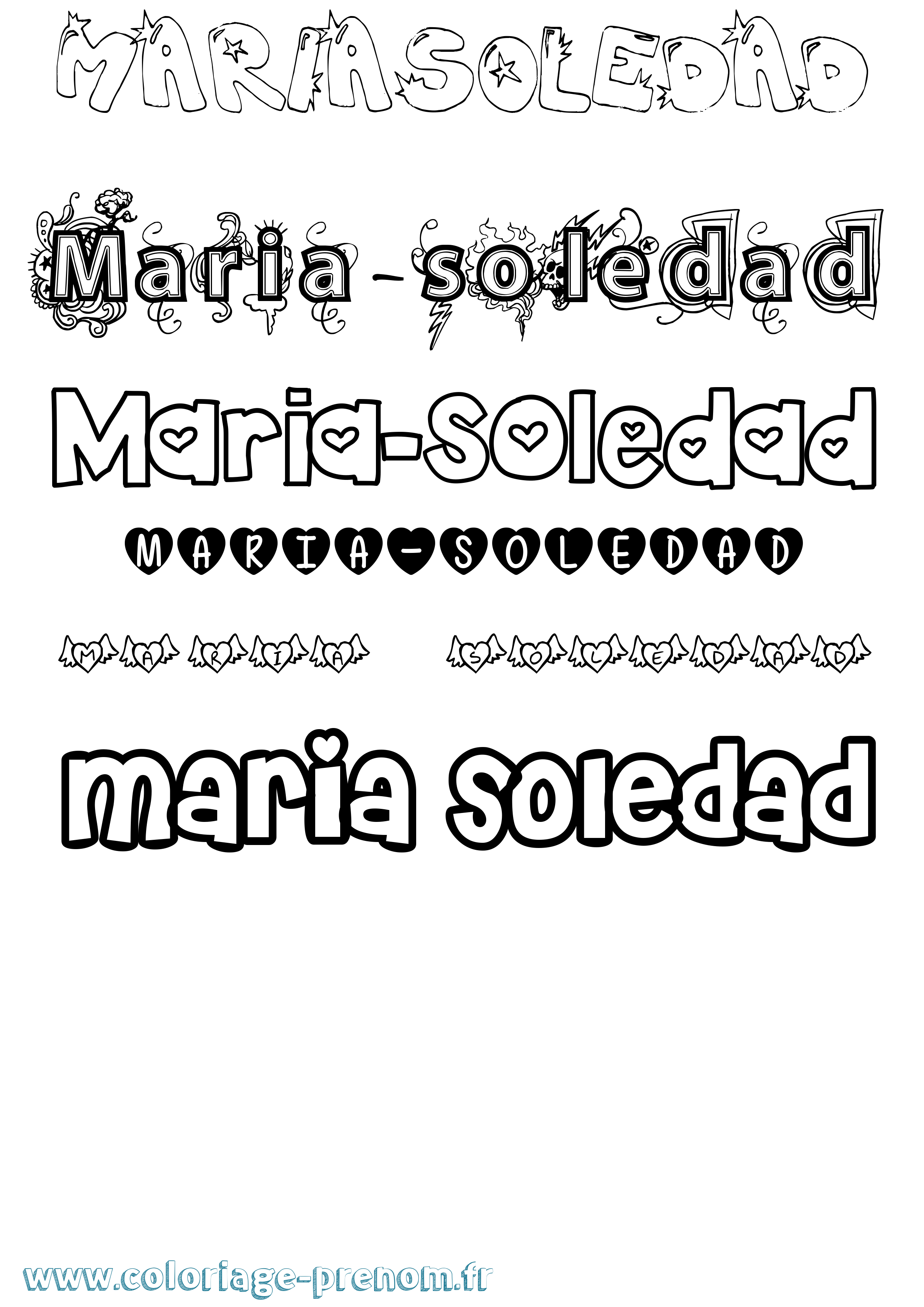 Coloriage Maria-Soledad Girly Coloriage prénom Maria-Soledad Girly
