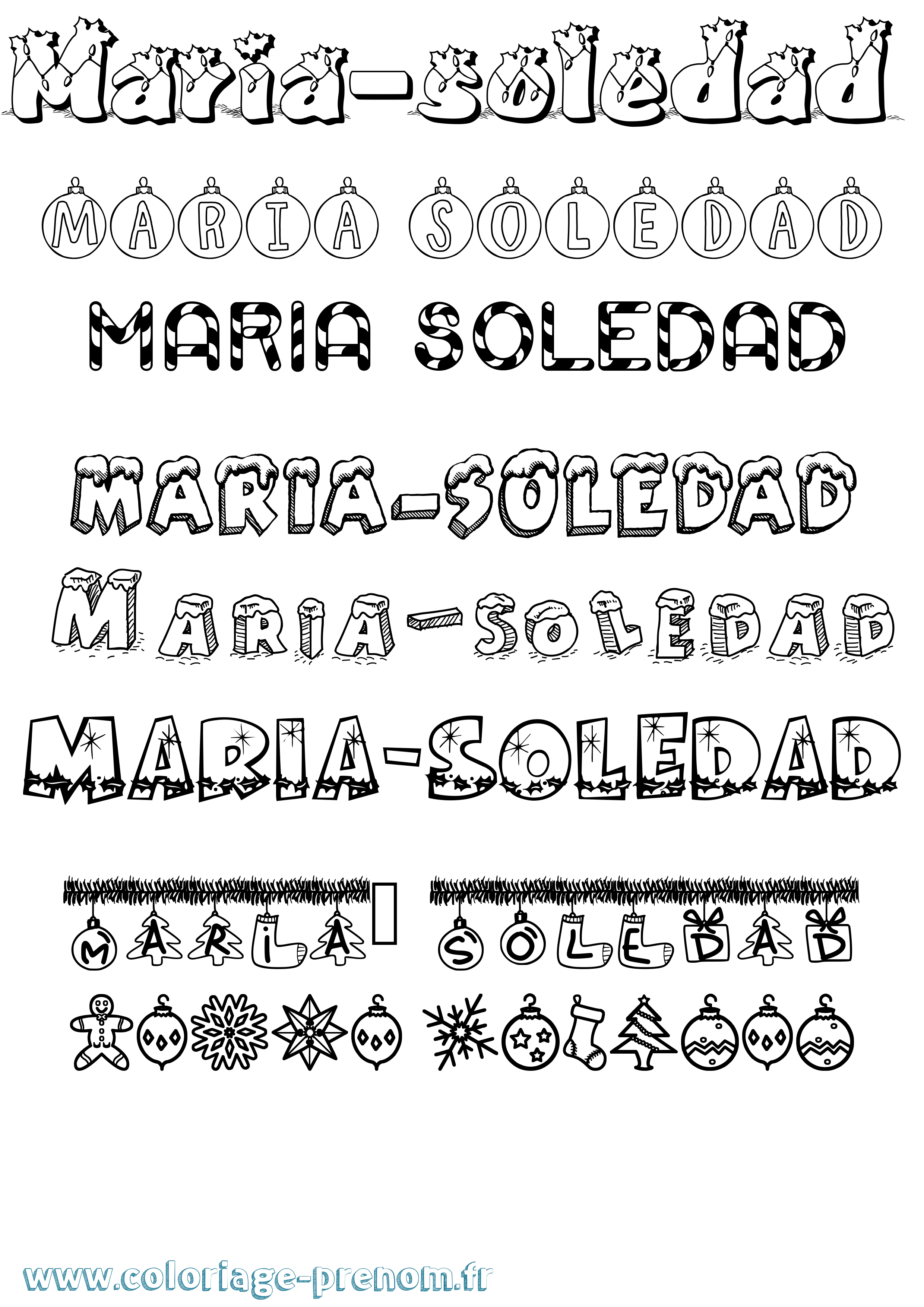 Coloriage Maria-Soledad Noël Coloriage prénom Maria-Soledad Noël