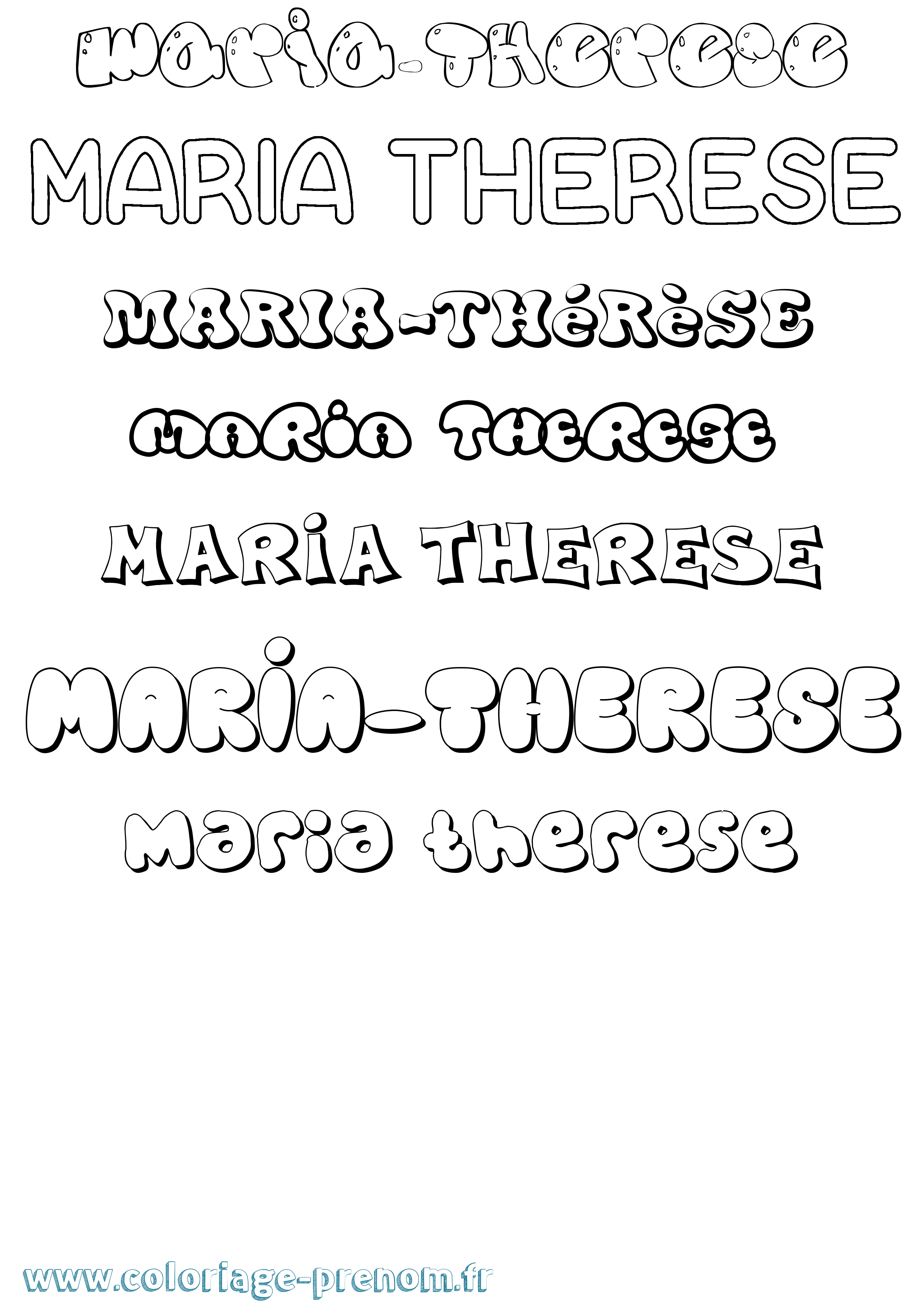 Coloriage Maria-Thérèse Bubble Coloriage prénom Maria-Thérèse Bubble
