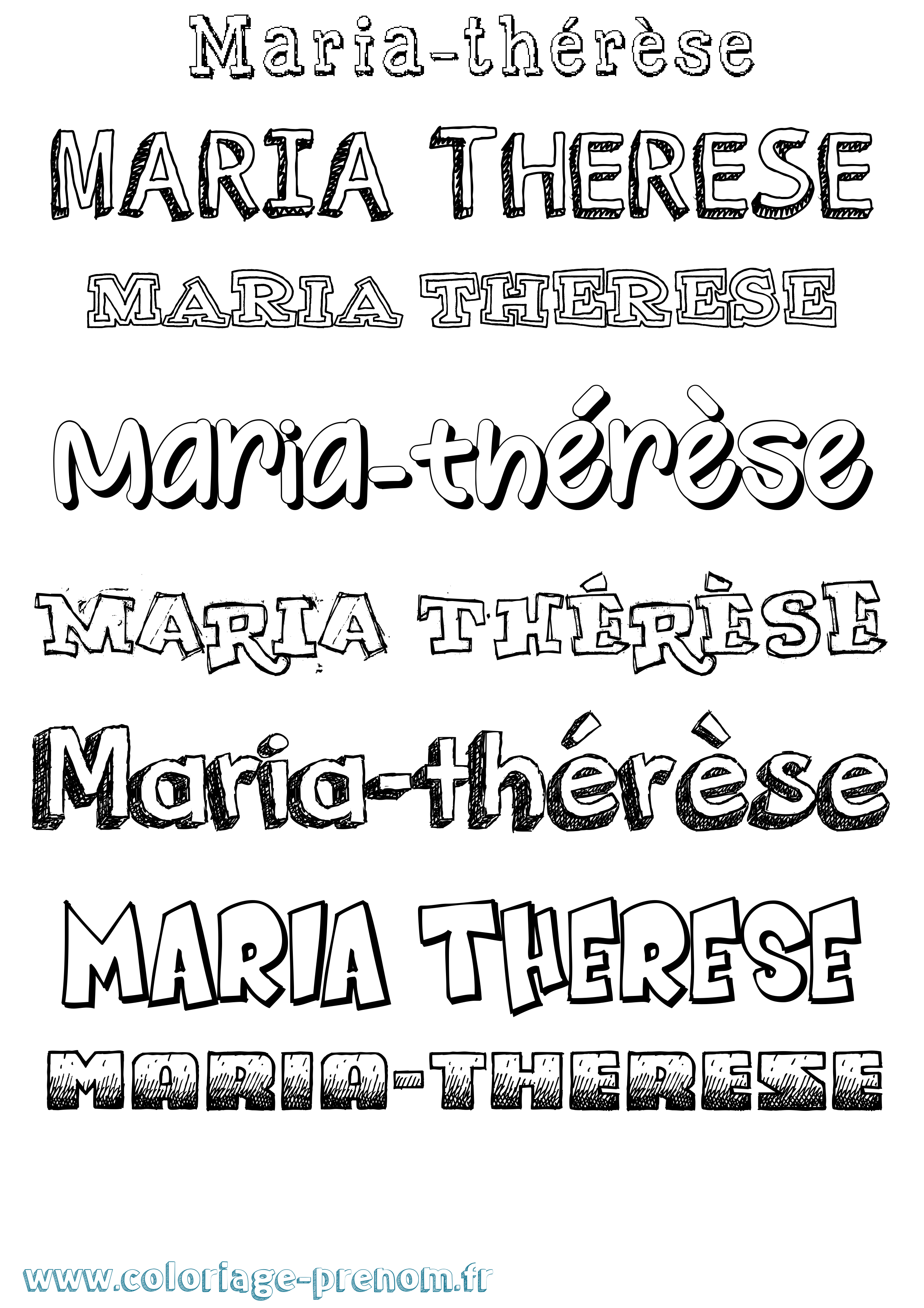 Coloriage Maria-Thérèse Dessiné Coloriage prénom Maria-Thérèse Dessiné