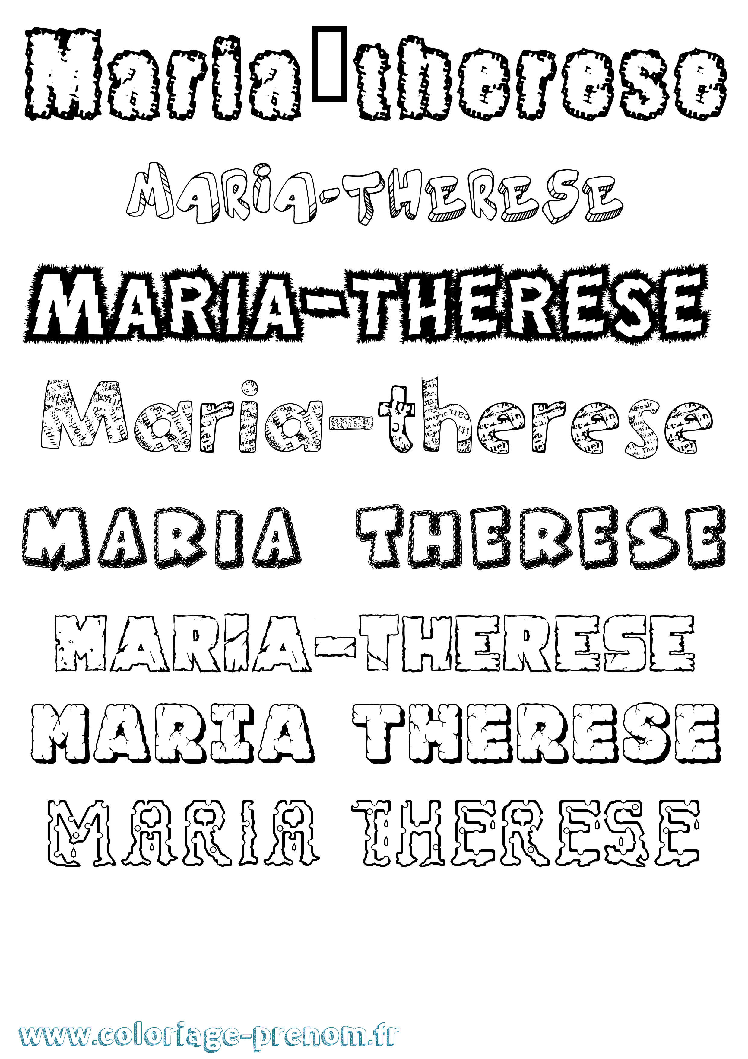 Coloriage Maria-Thérèse Destructuré Coloriage prénom Maria-Thérèse Destructuré