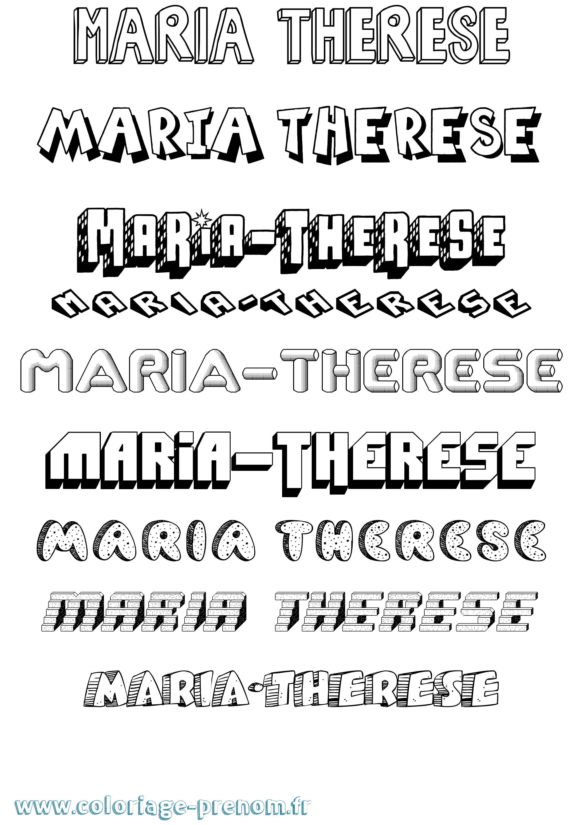 Coloriage Maria-Thérèse Effet 3D Coloriage prénom Maria-Thérèse Effet 3D