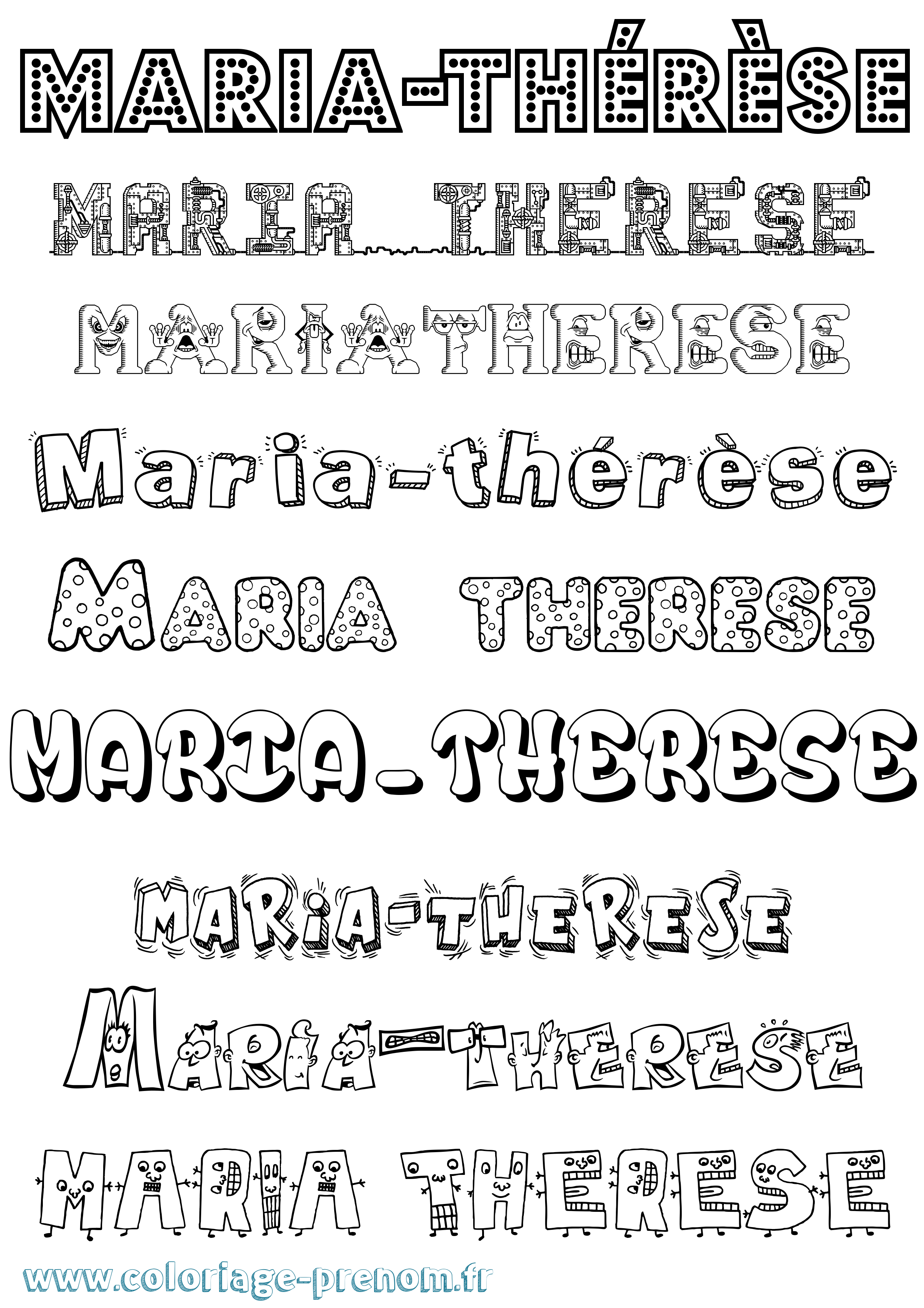 Coloriage Maria-Thérèse Fun Coloriage prénom Maria-Thérèse Fun