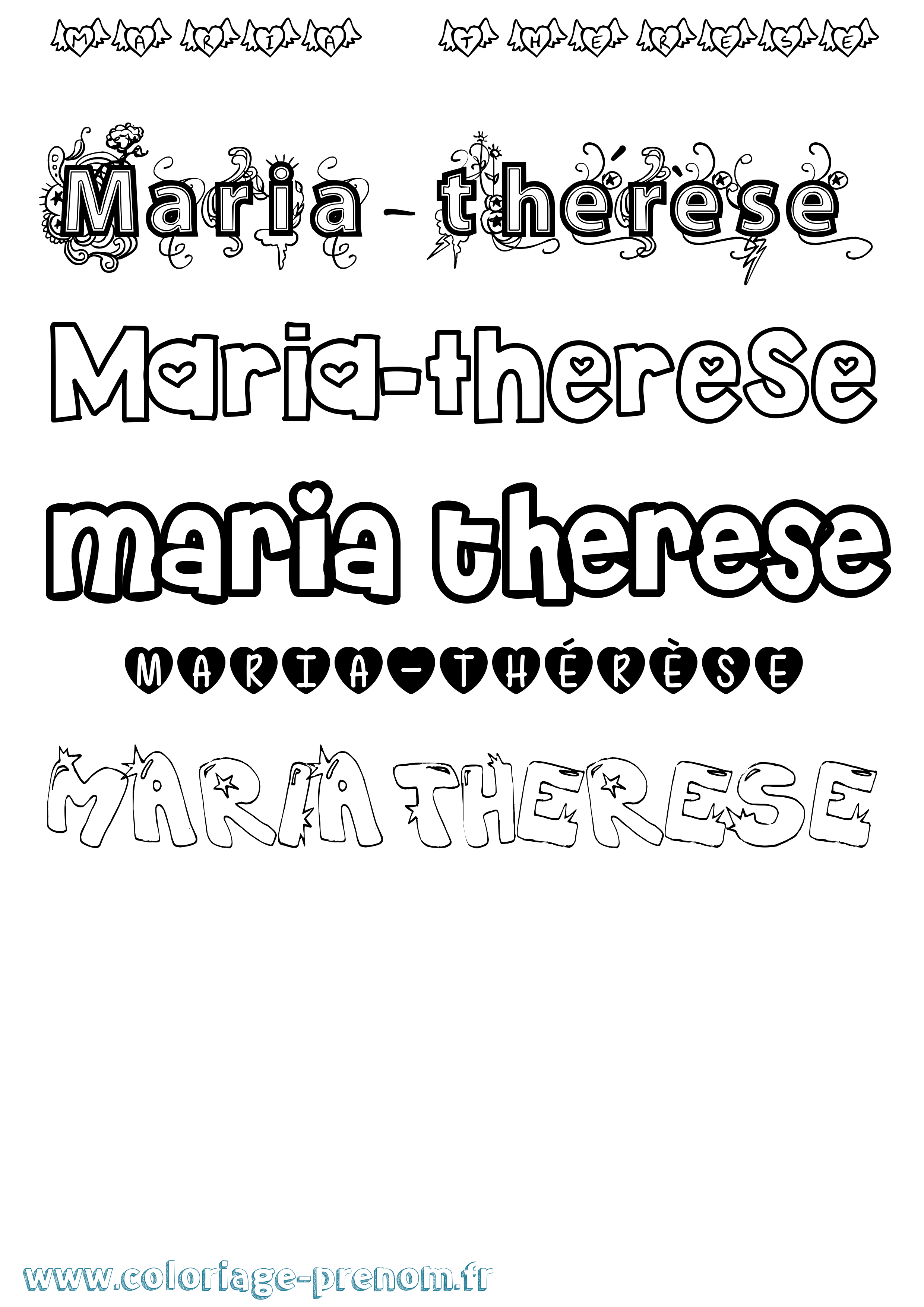 Coloriage Maria-Thérèse Girly Coloriage prénom Maria-Thérèse Girly