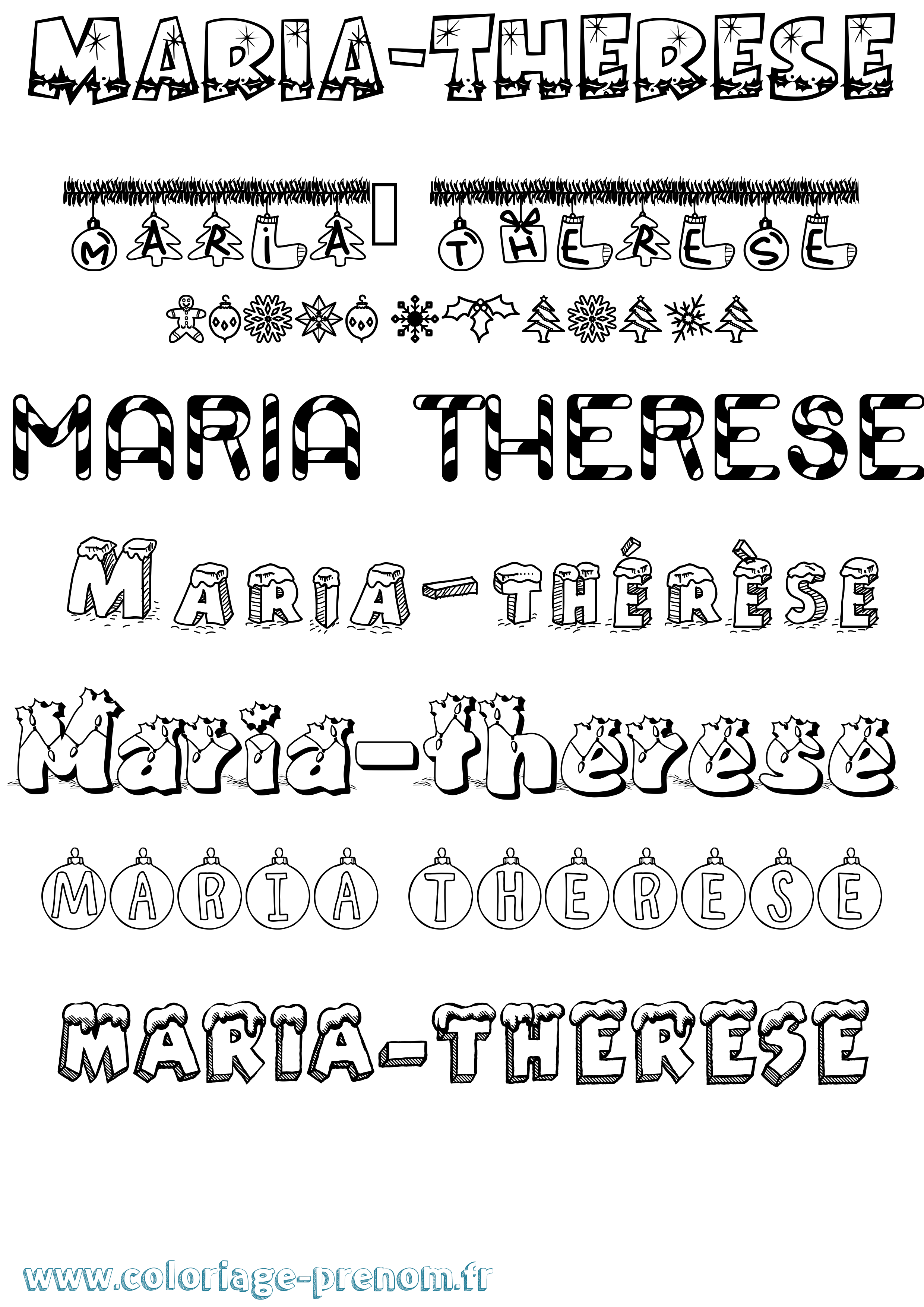 Coloriage Maria-Thérèse Noël Coloriage prénom Maria-Thérèse Noël