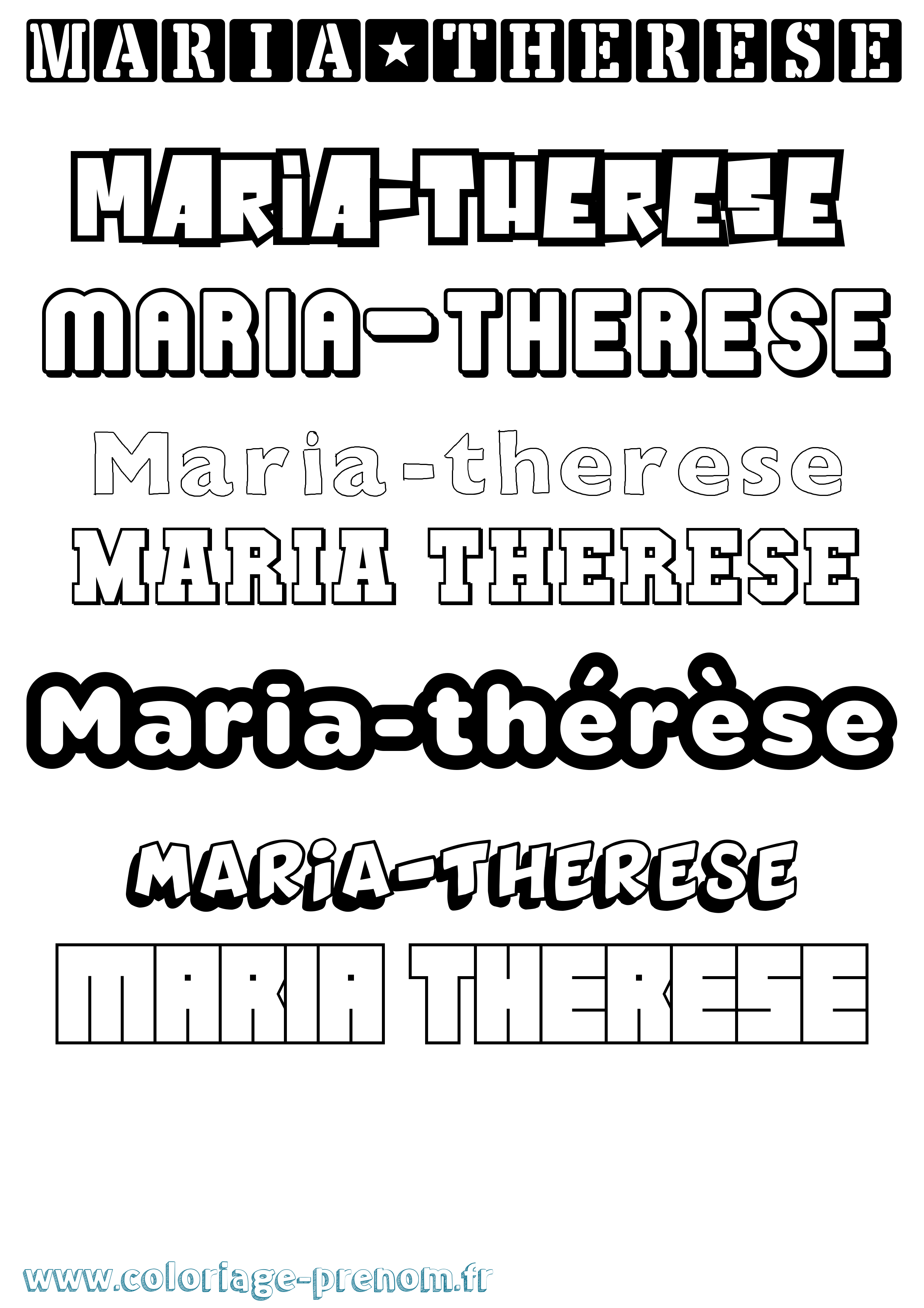 Coloriage Maria-Thérèse Simple Coloriage prénom Maria-Thérèse Simple