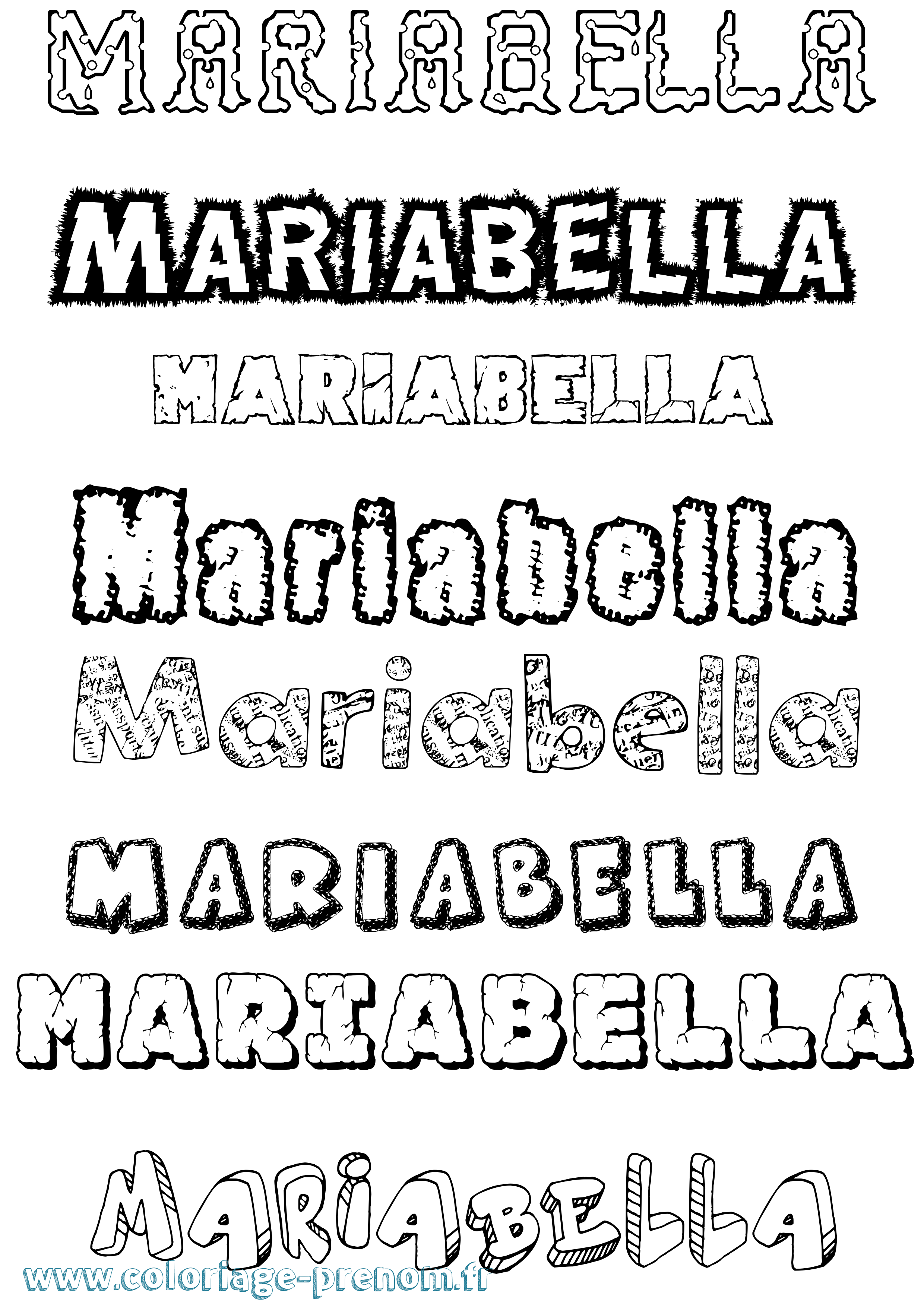Coloriage Mariabella Destructuré Coloriage prénom Mariabella Destructuré