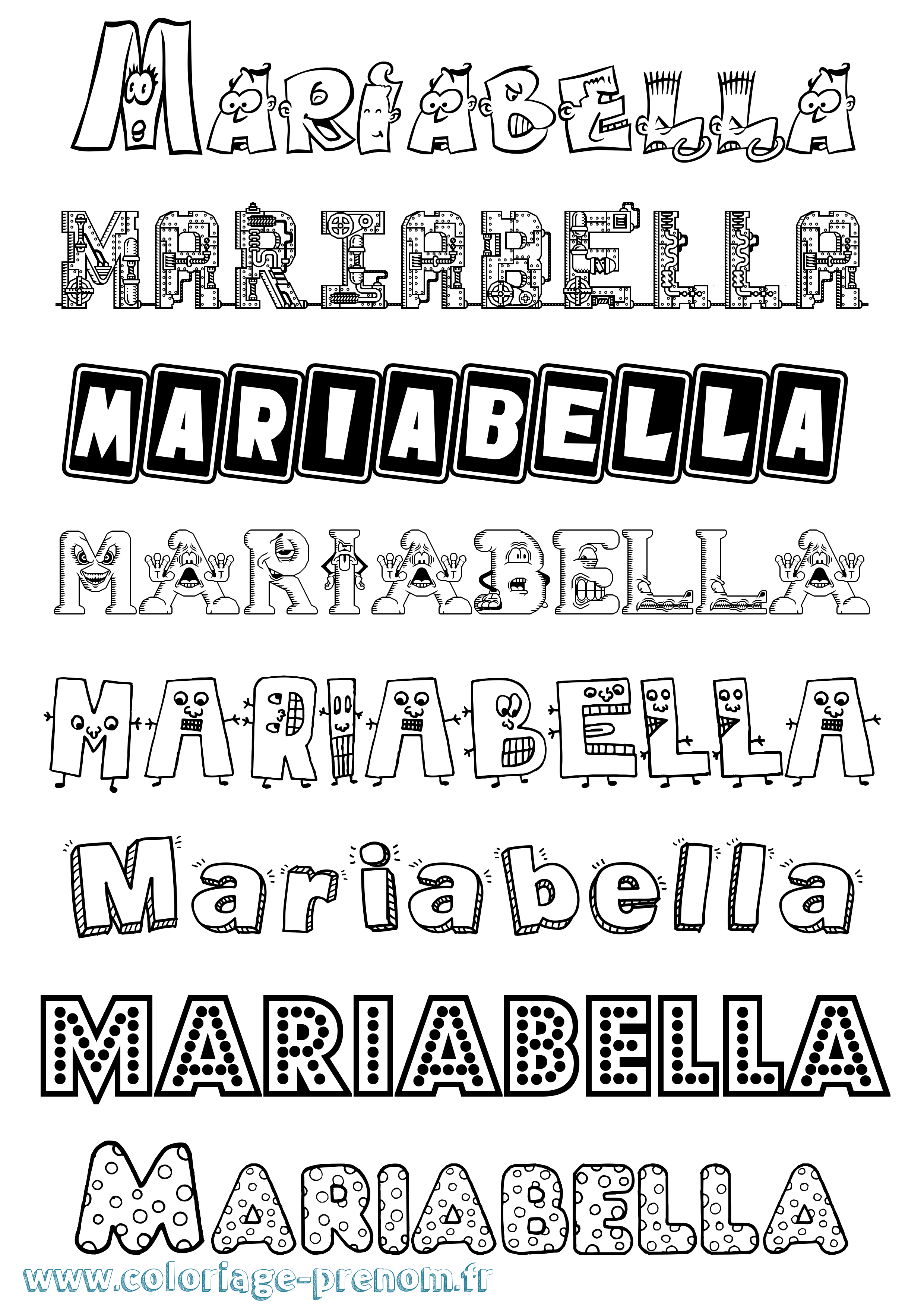 Coloriage Mariabella Fun Coloriage prénom Mariabella Fun