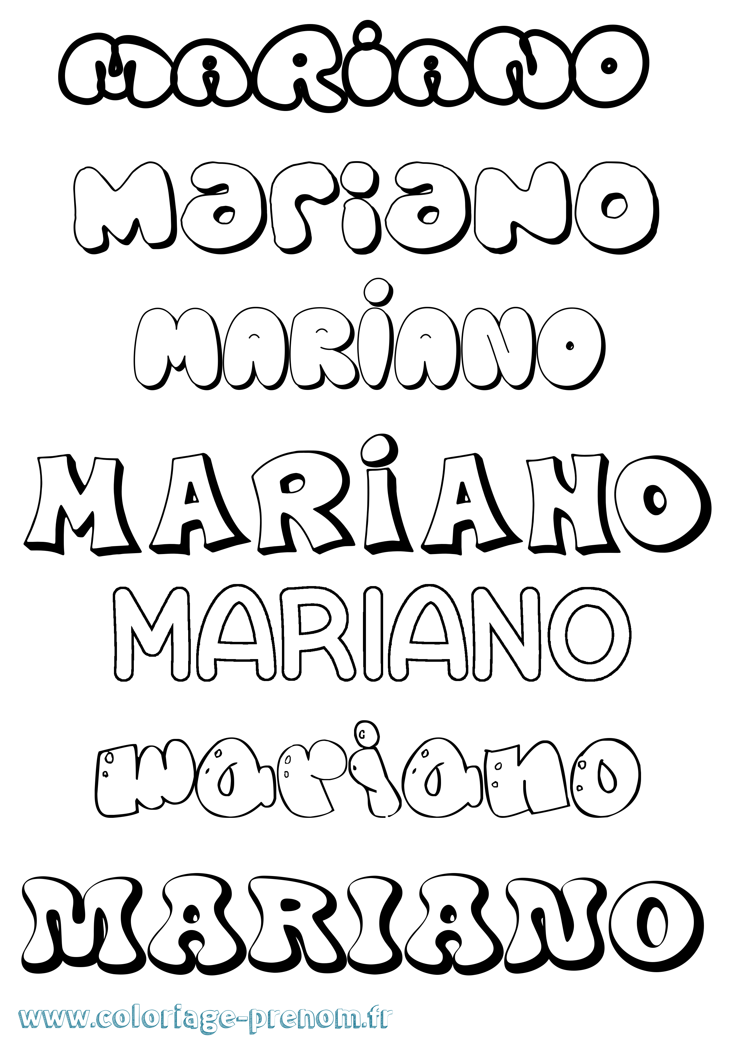Coloriage Mariano Bubble Coloriage prénom Mariano Bubble
