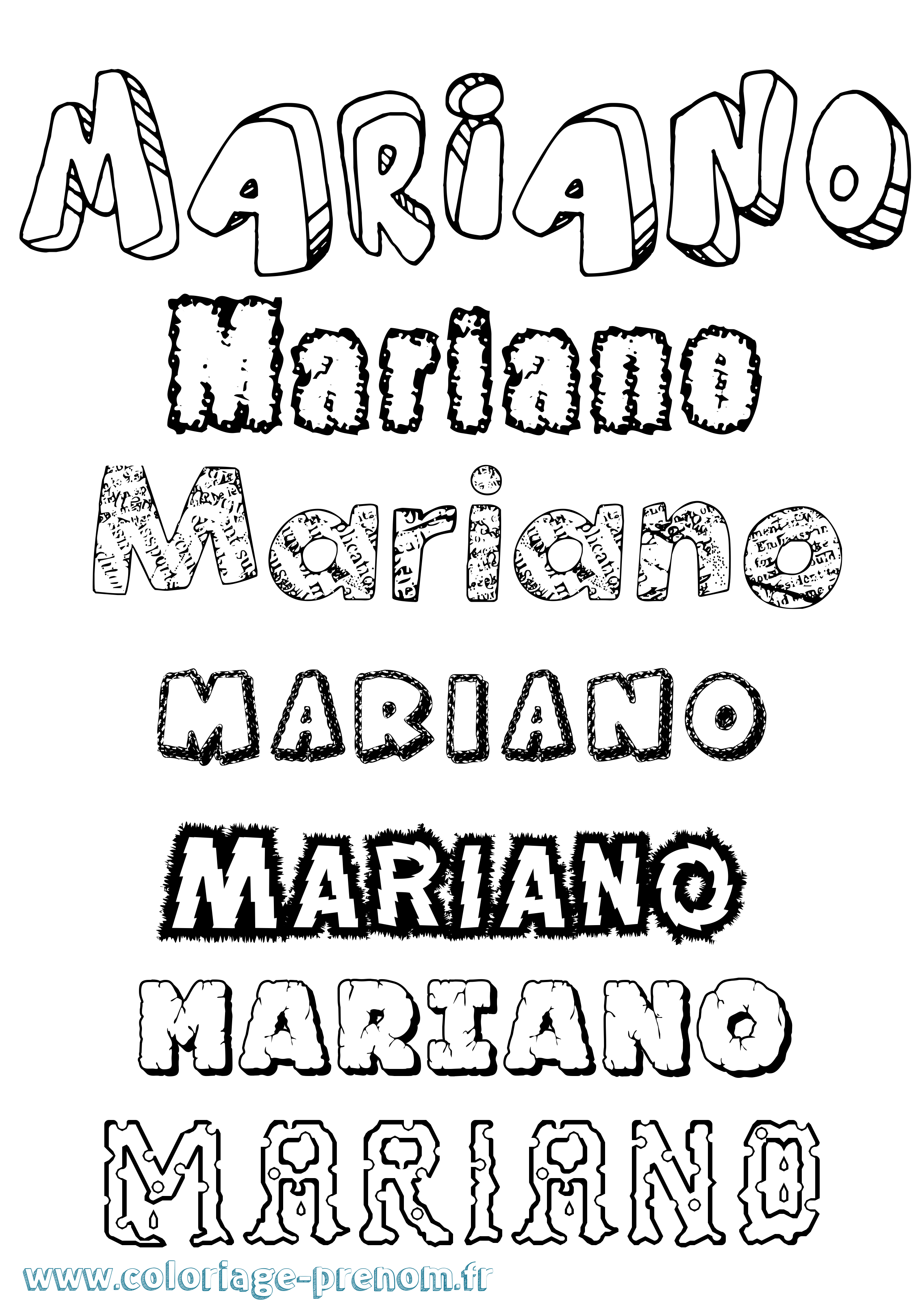 Coloriage Mariano Destructuré Coloriage prénom Mariano Destructuré