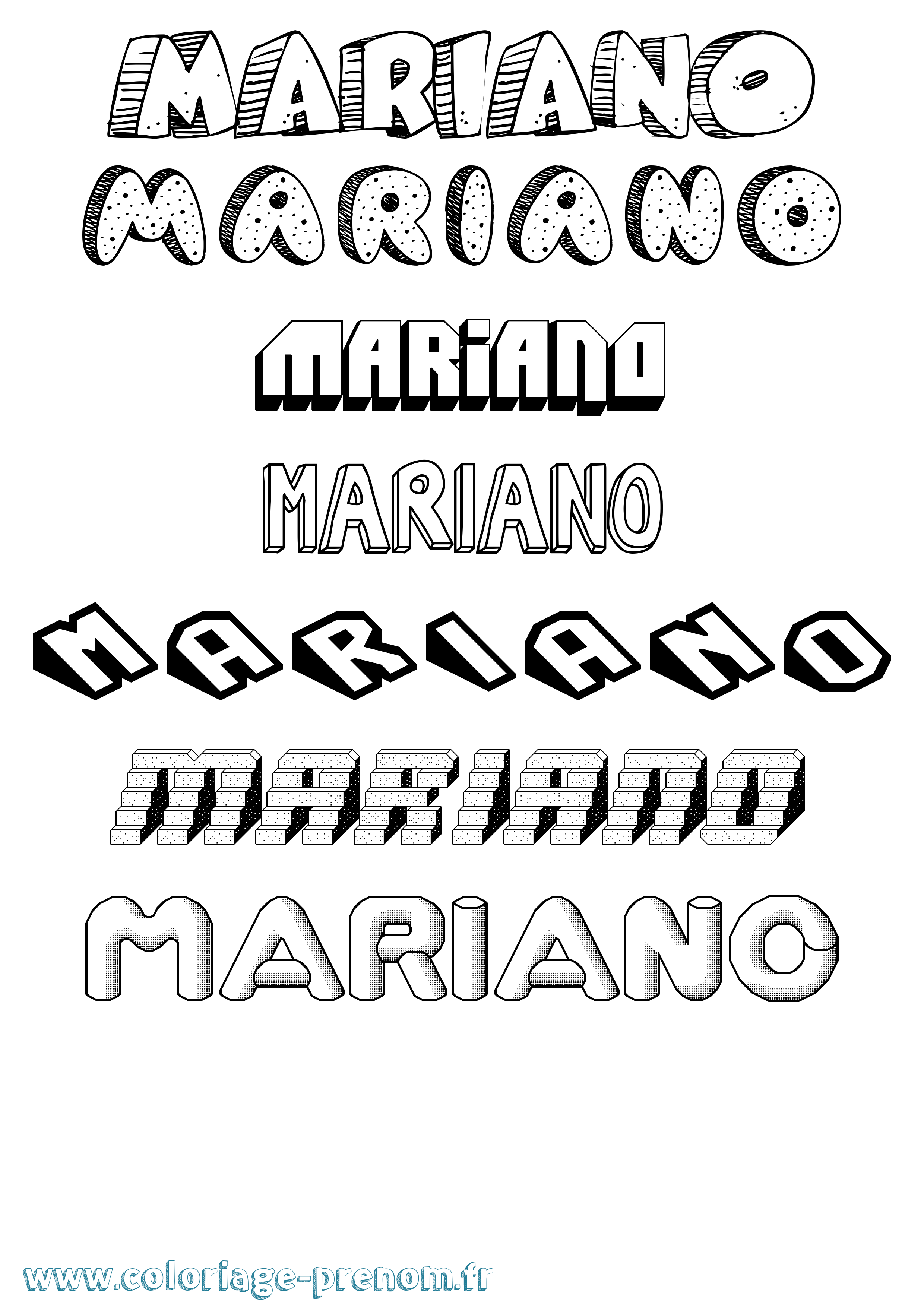 Coloriage Mariano Effet 3D Coloriage prénom Mariano Effet 3D