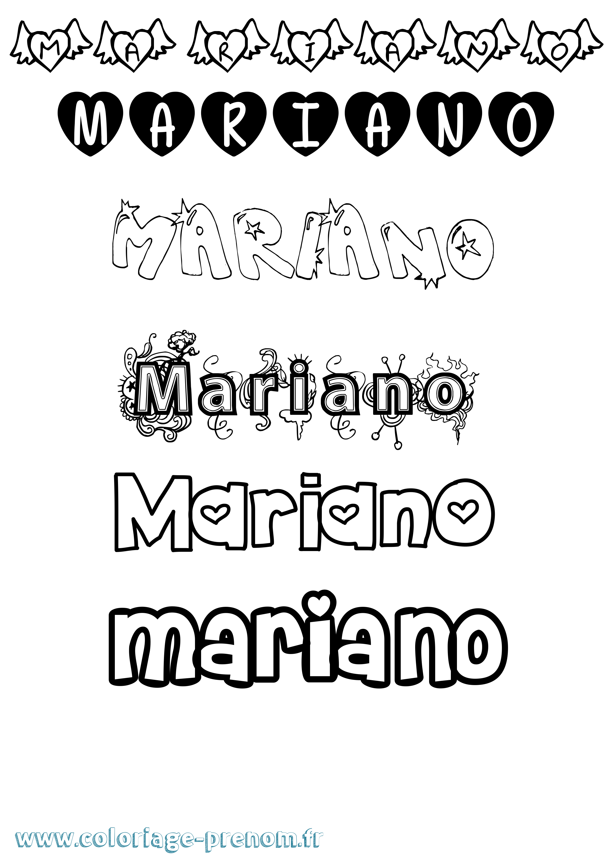 Coloriage Mariano Girly Coloriage prénom Mariano Girly