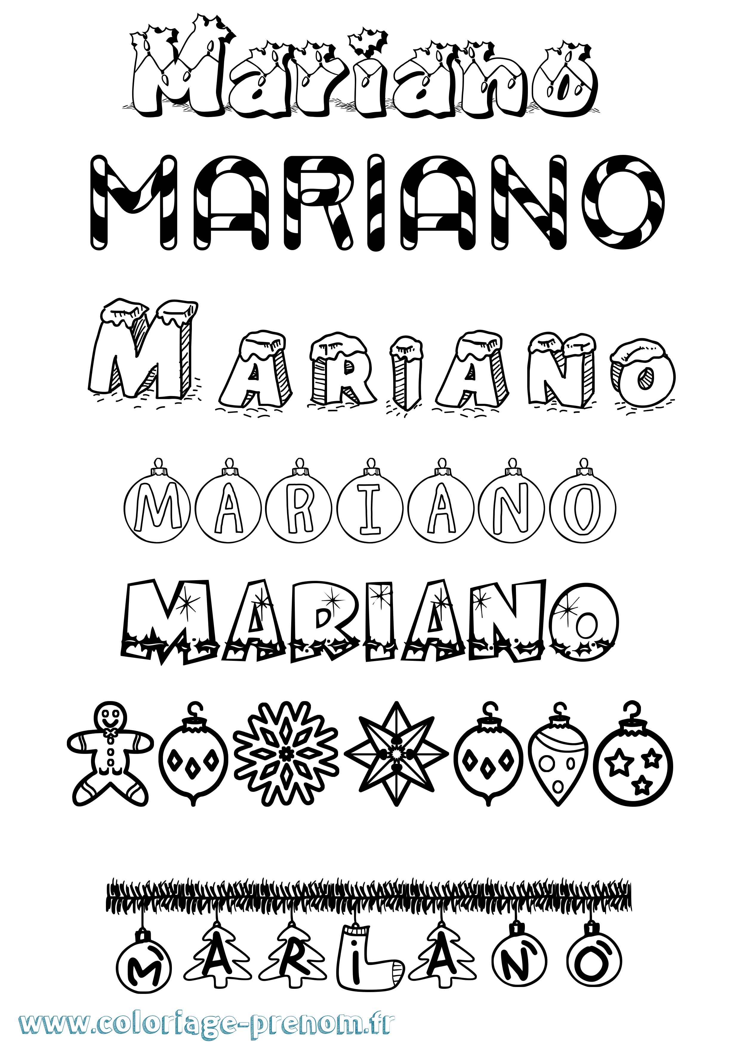 Coloriage Mariano Noël Coloriage prénom Mariano Noël