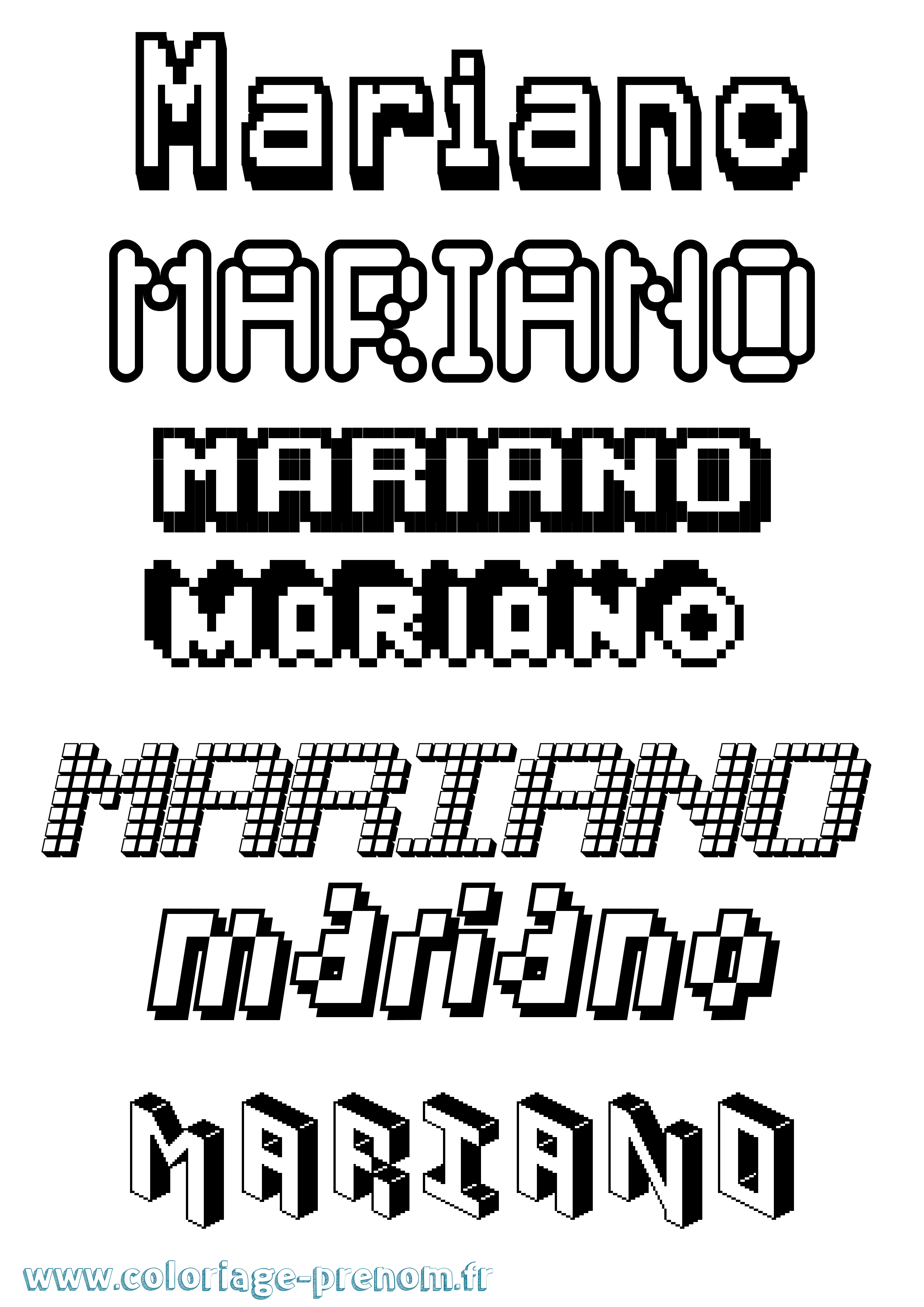 Coloriage Mariano Pixel Coloriage prénom Mariano Pixel