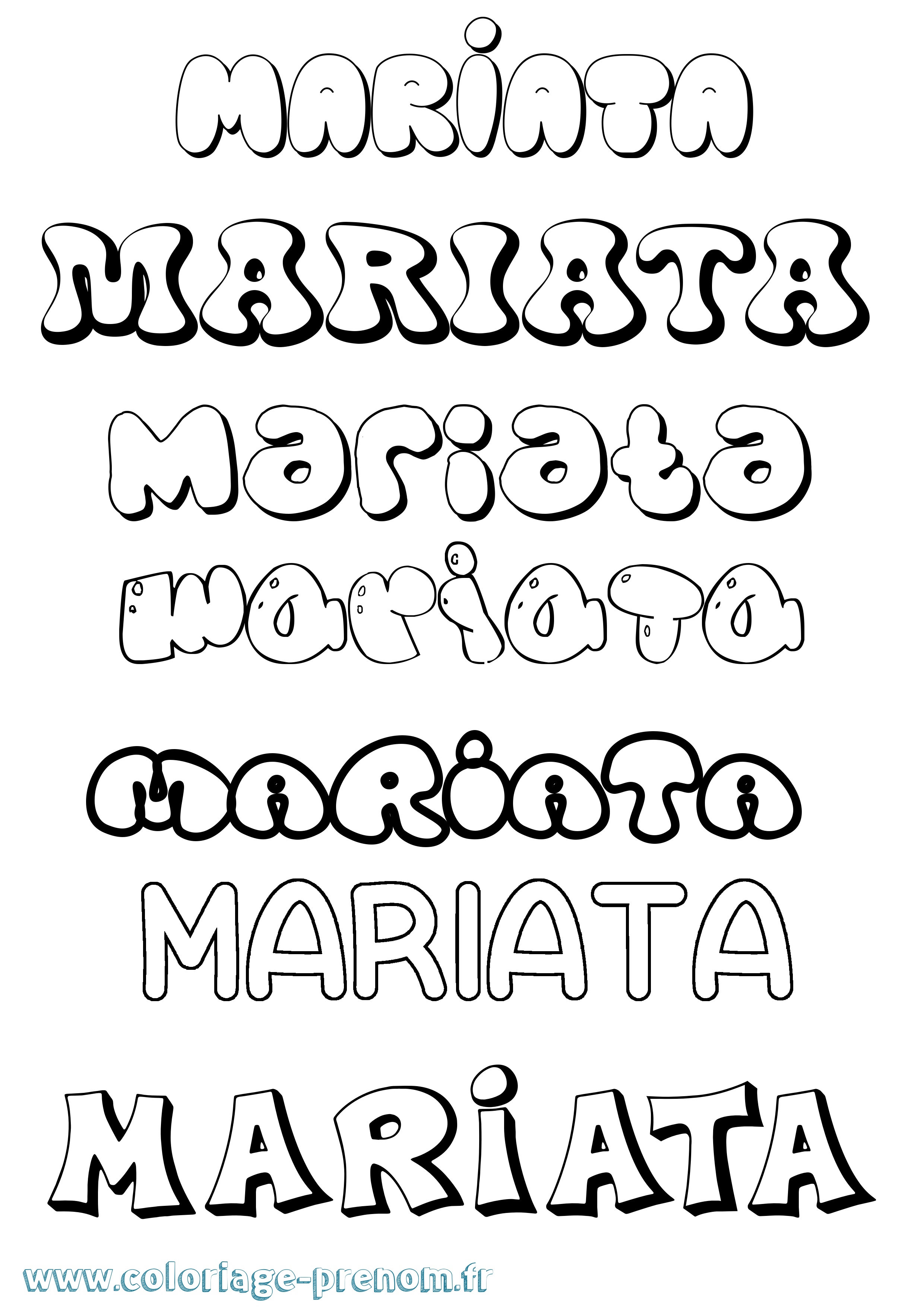 Coloriage Mariata Bubble Coloriage prénom Mariata Bubble