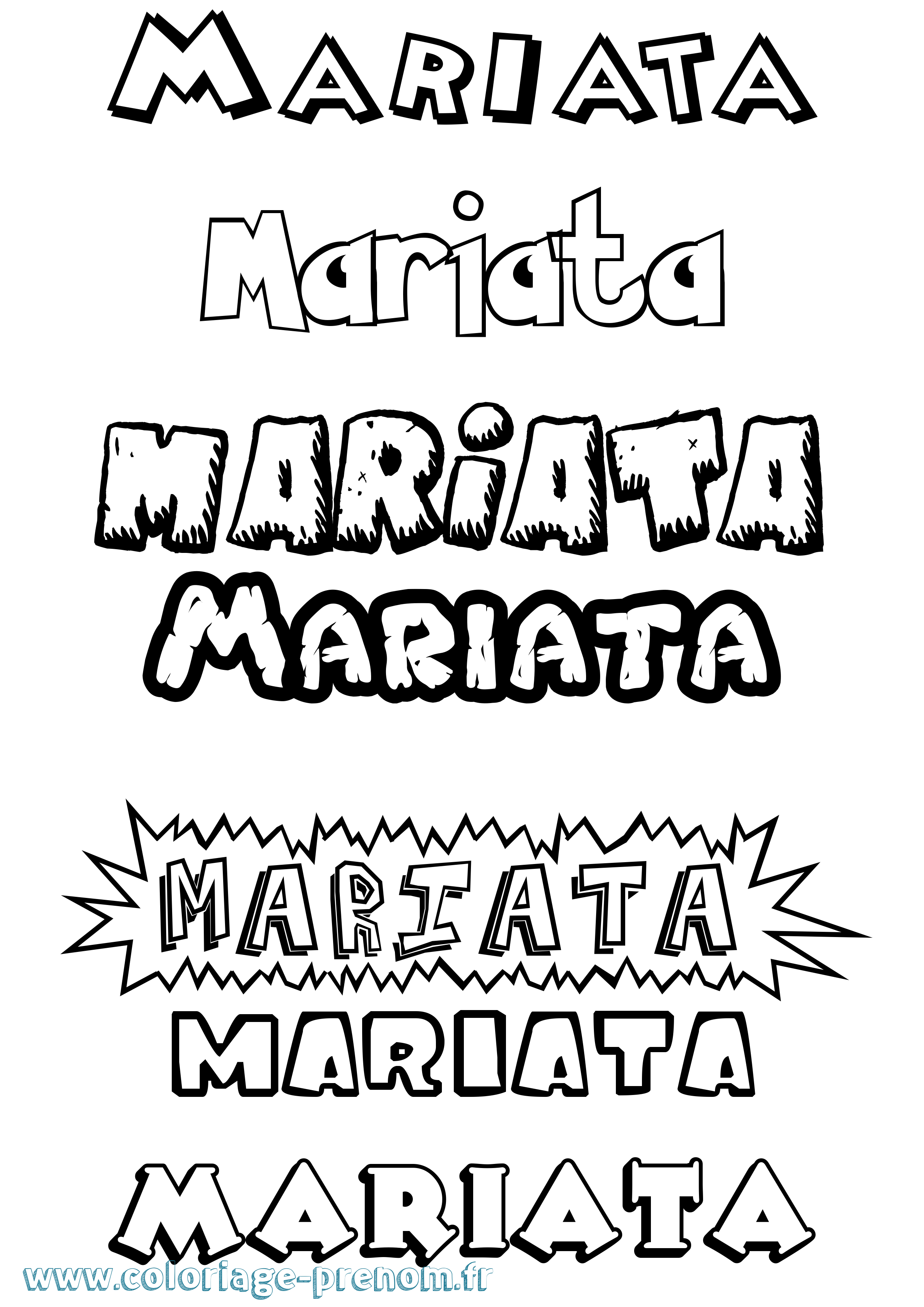 Coloriage Mariata Dessin Animé Coloriage prénom Mariata Dessin Animé