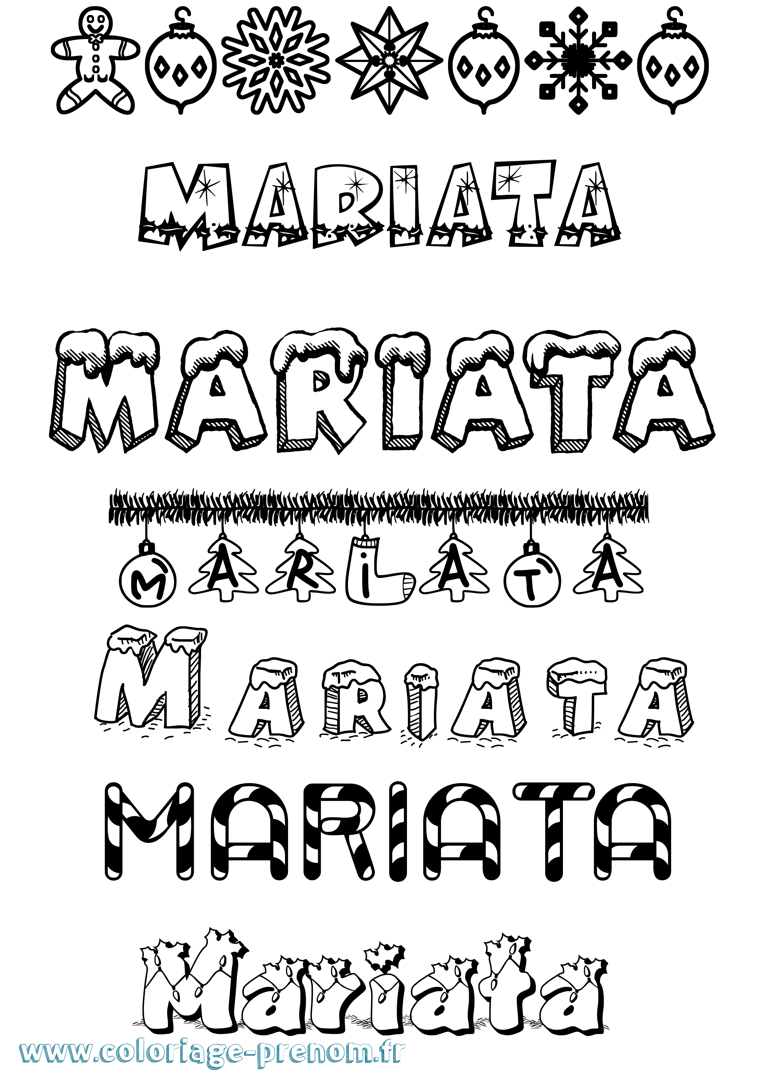 Coloriage Mariata Noël Coloriage prénom Mariata Noël