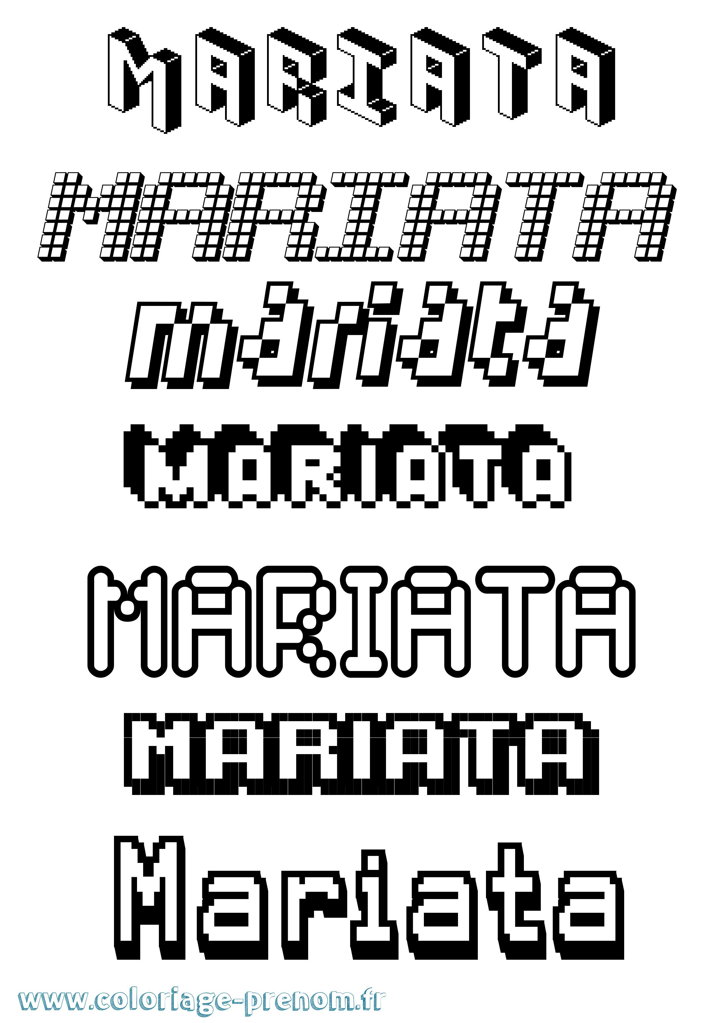 Coloriage Mariata Pixel Coloriage prénom Mariata Pixel