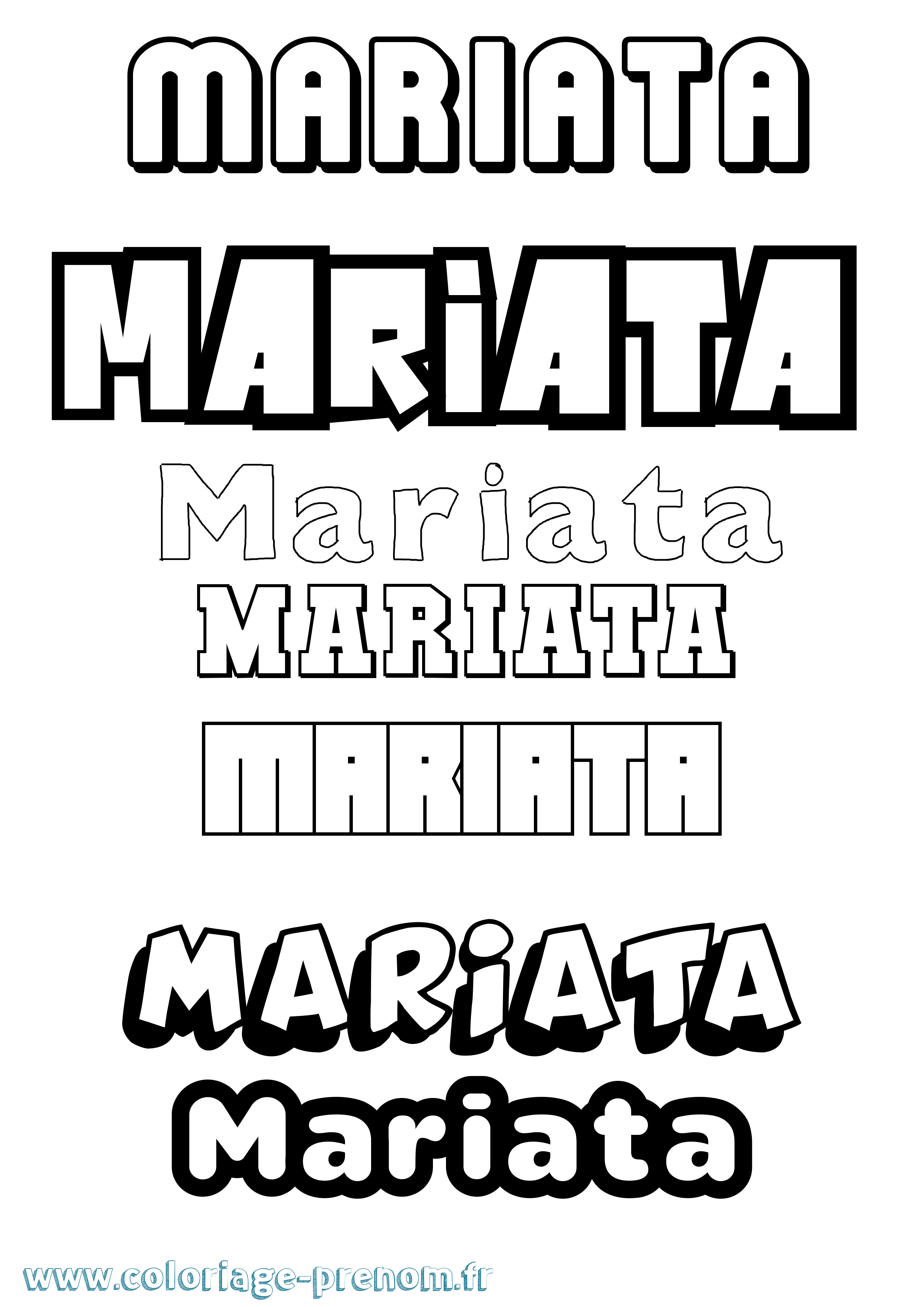 Coloriage Mariata Simple Coloriage prénom Mariata Simple