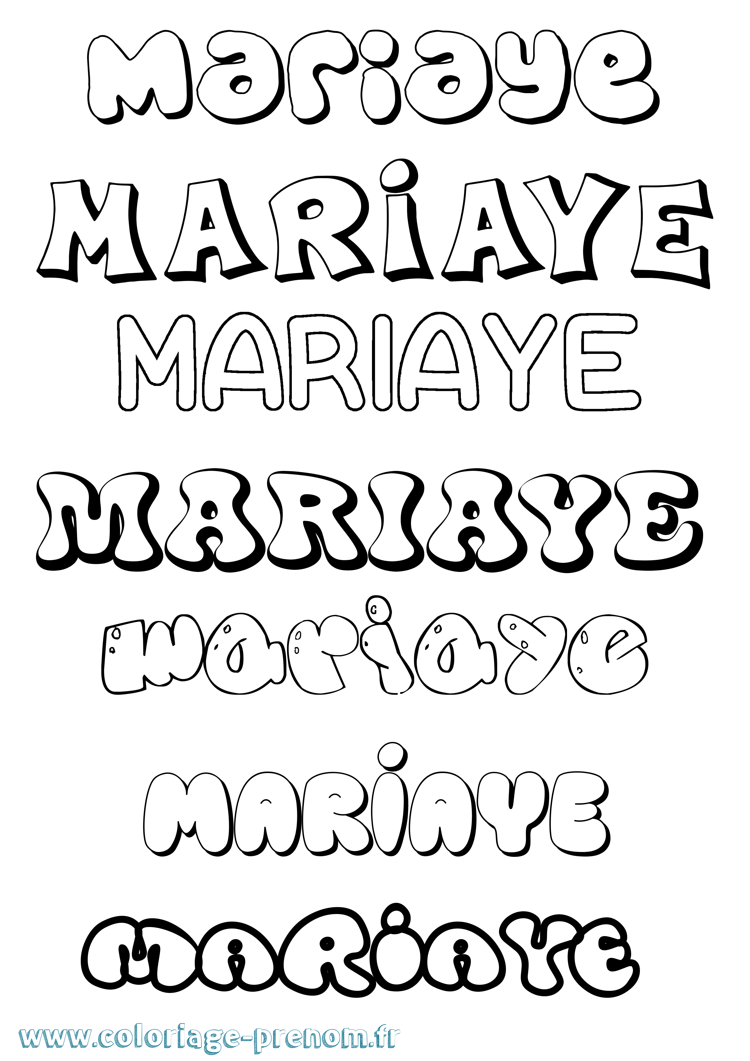 Coloriage Mariaye Bubble Coloriage prénom Mariaye Bubble
