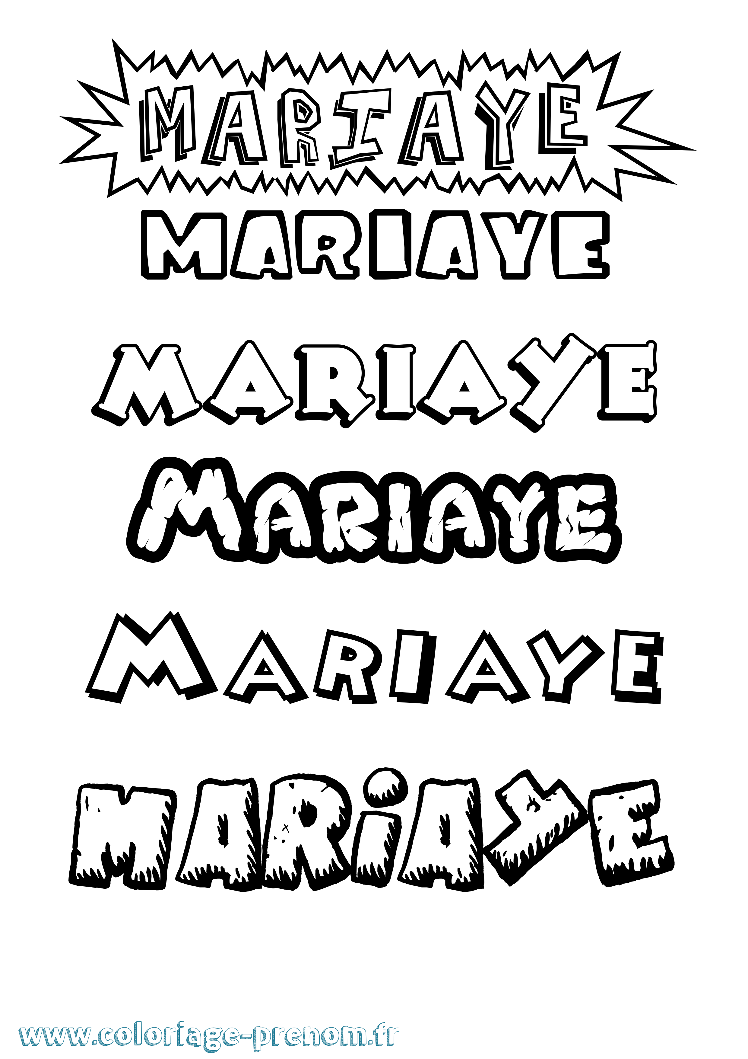 Coloriage Mariaye Dessin Animé Coloriage prénom Mariaye Dessin Animé