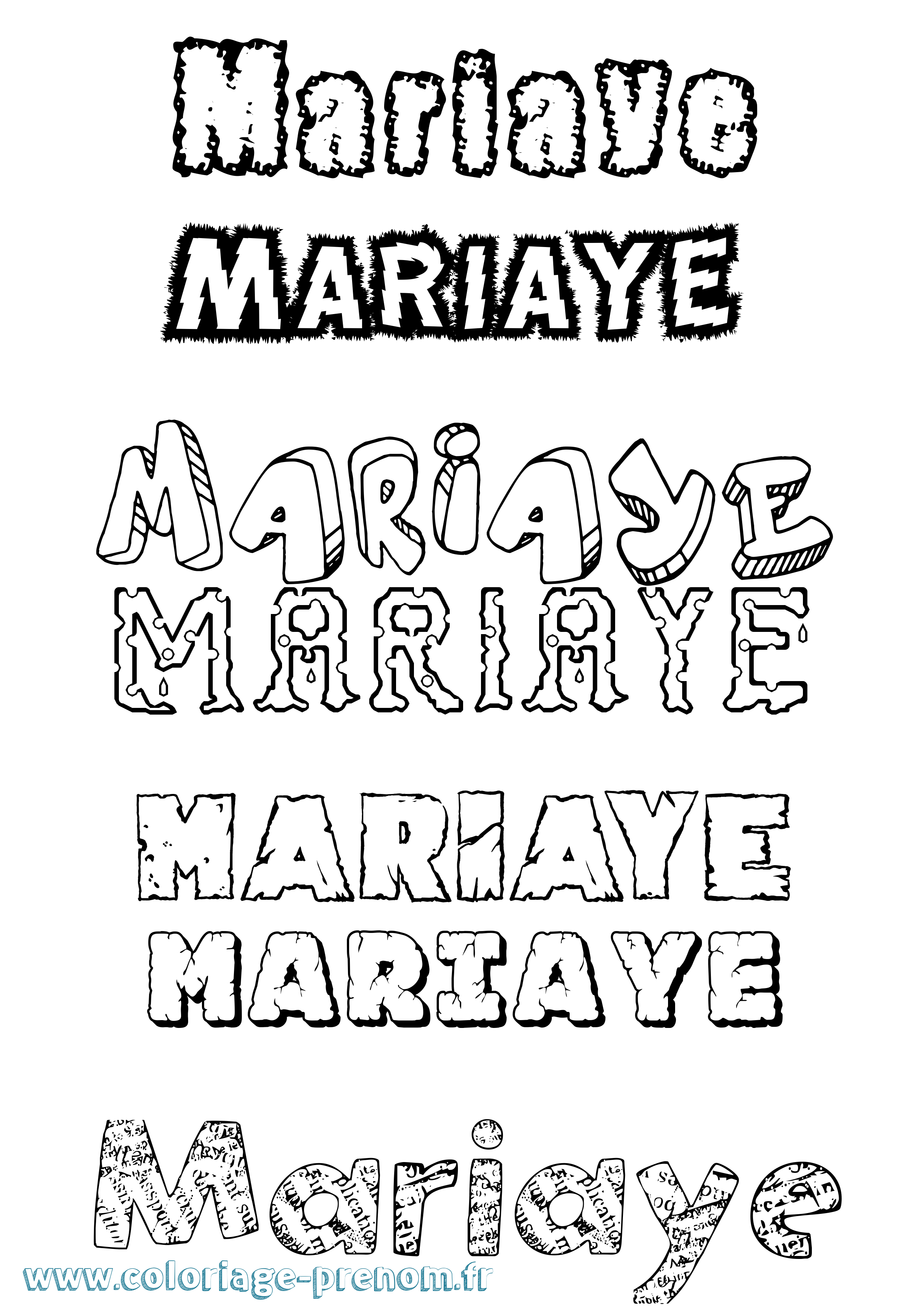 Coloriage Mariaye Destructuré Coloriage prénom Mariaye Destructuré