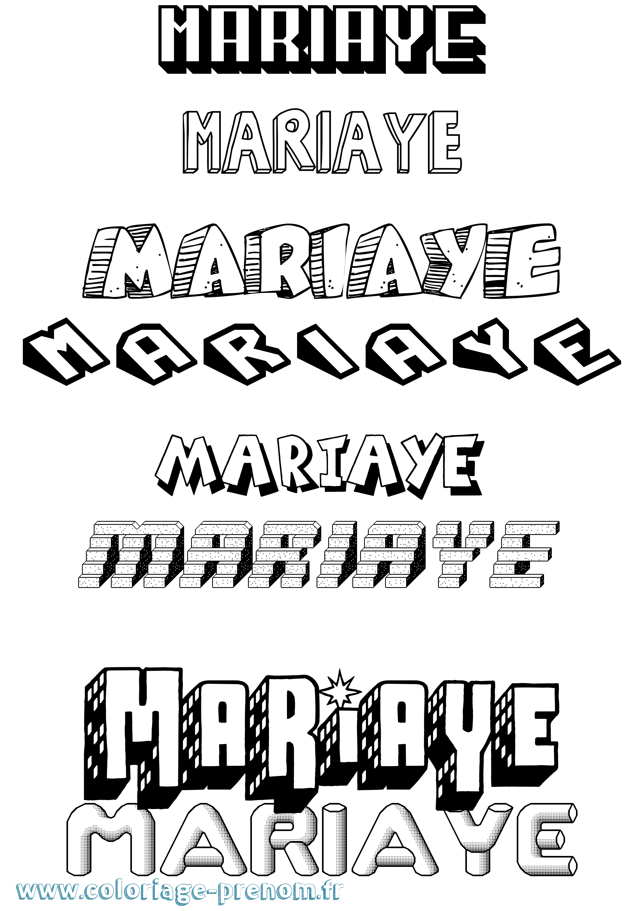 Coloriage Mariaye Effet 3D Coloriage prénom Mariaye Effet 3D