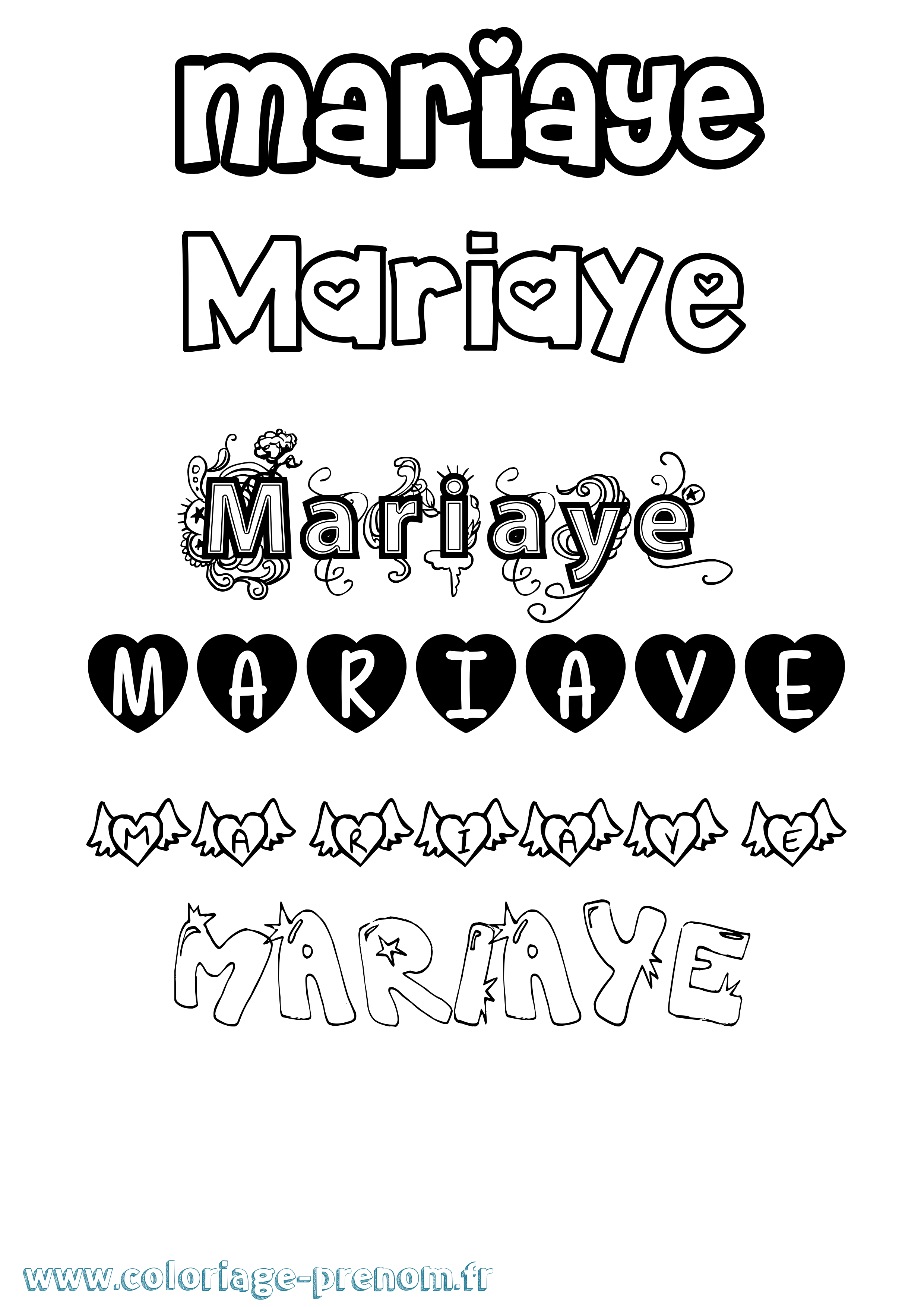 Coloriage Mariaye Girly Coloriage prénom Mariaye Girly
