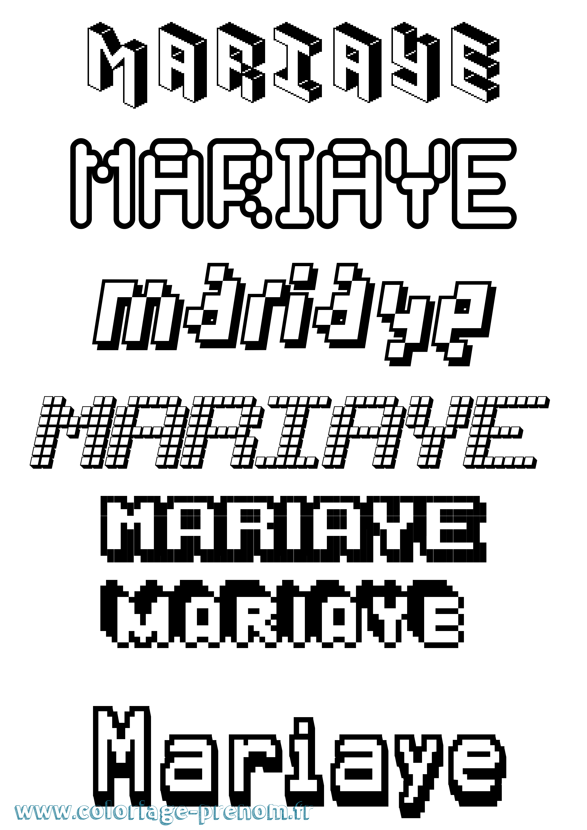 Coloriage Mariaye Pixel Coloriage prénom Mariaye Pixel